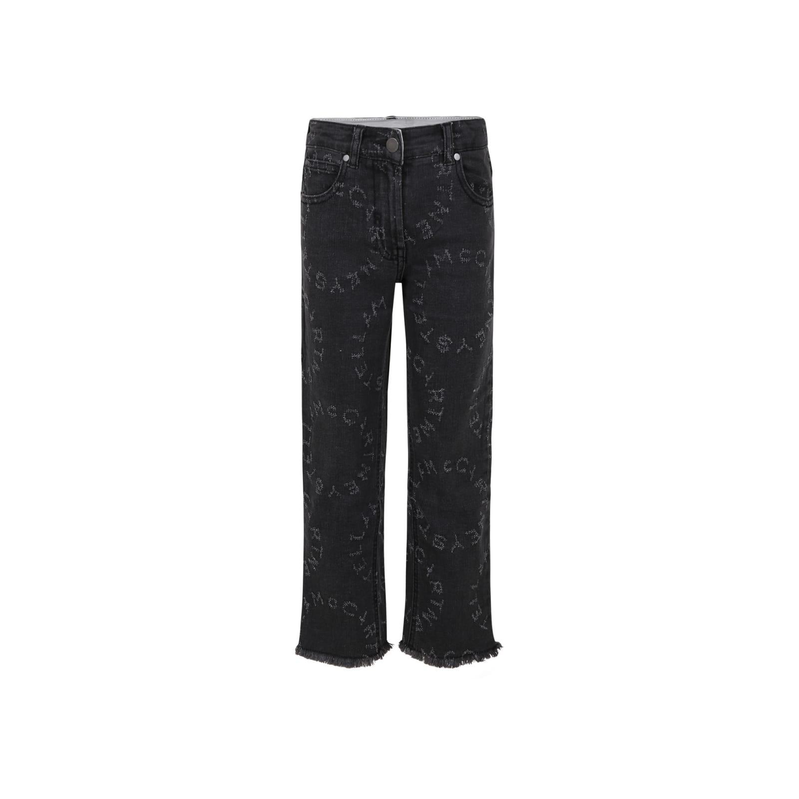 stella mccartney kids black jeans for girl with logo