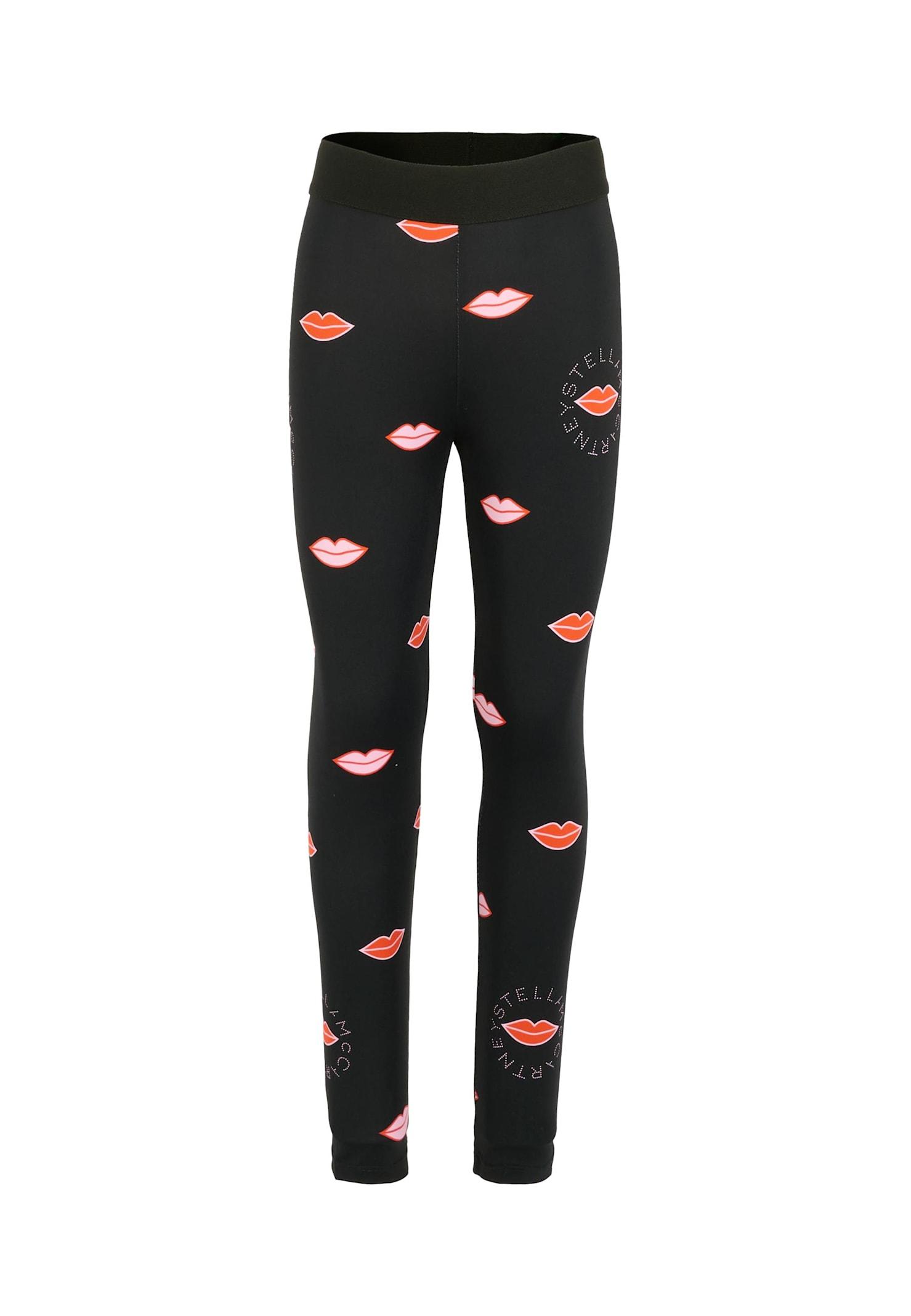 stella mccartney kids black leggings for girl with mouth