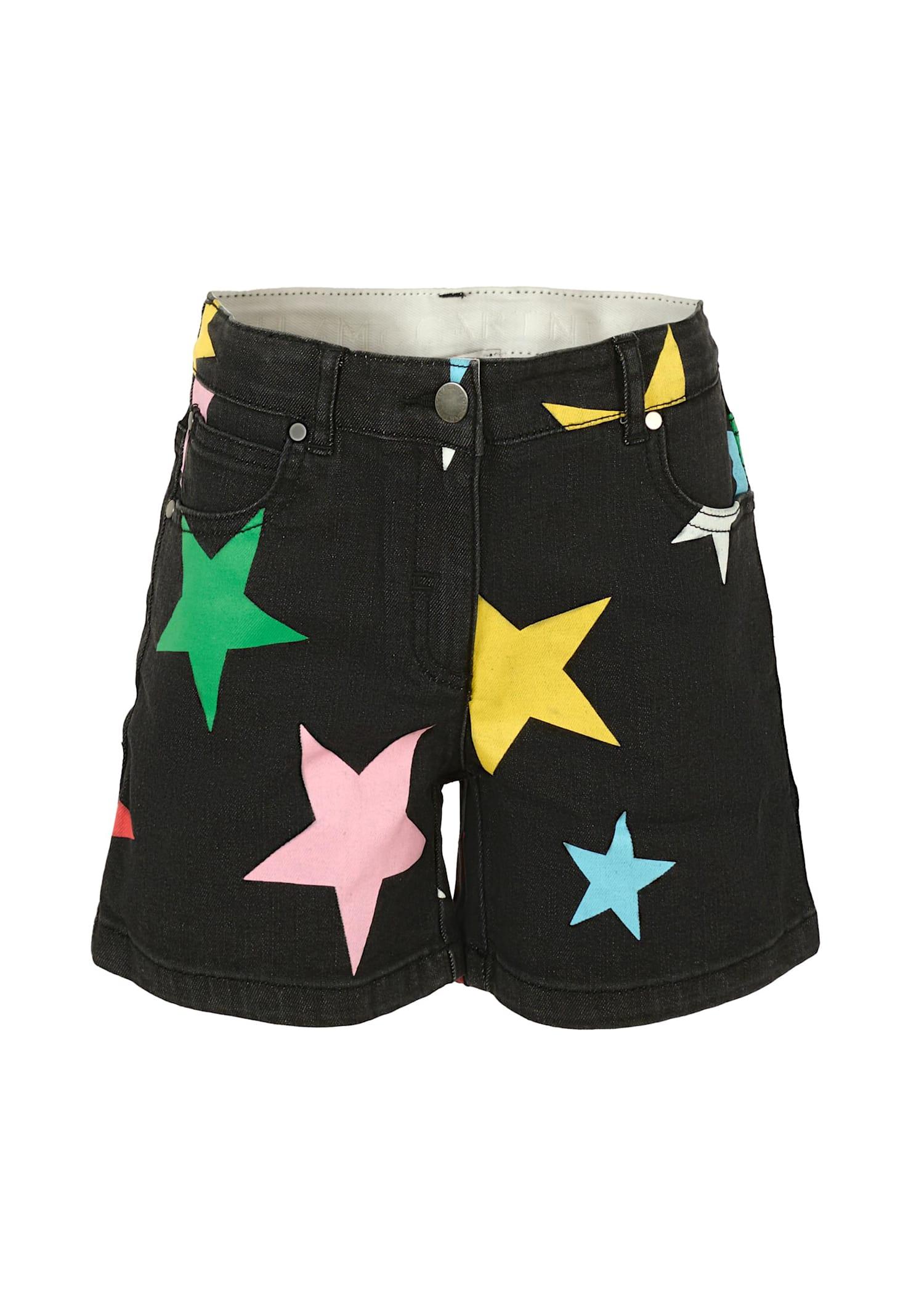 stella mccartney kids black shorts for girl with stars