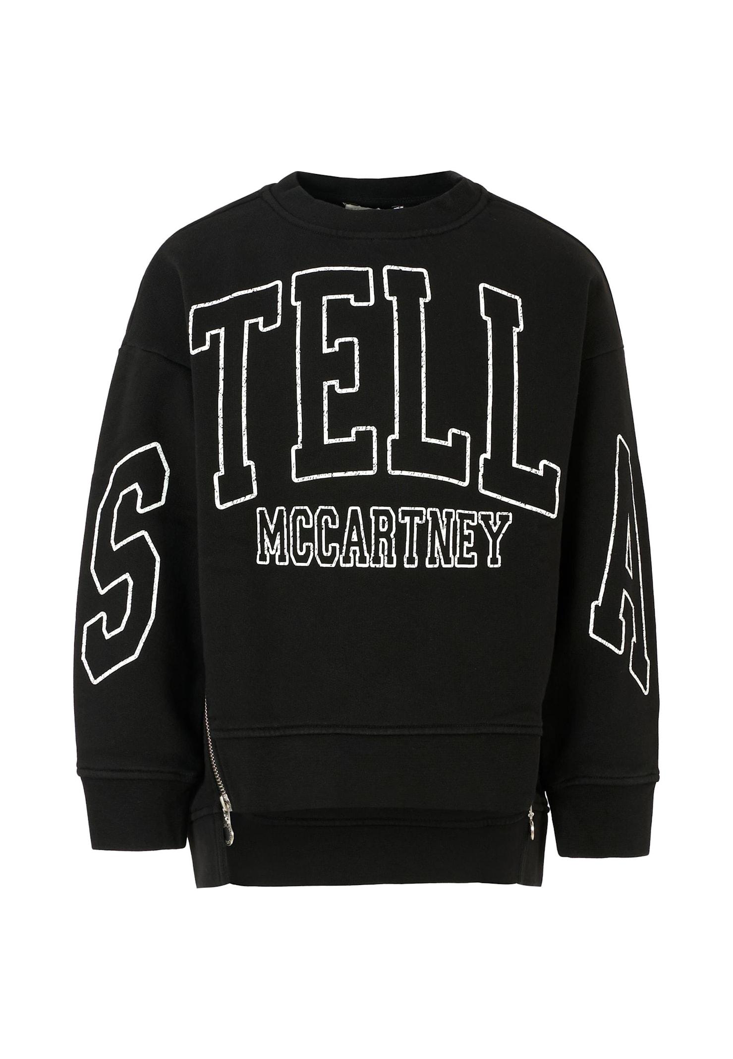 stella mccartney kids black sweatshirt for girl with white logo