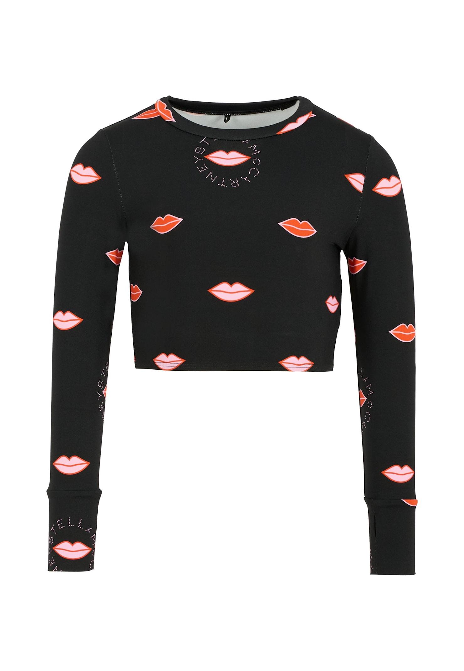 stella mccartney kids black t-shirt for girl with mouth