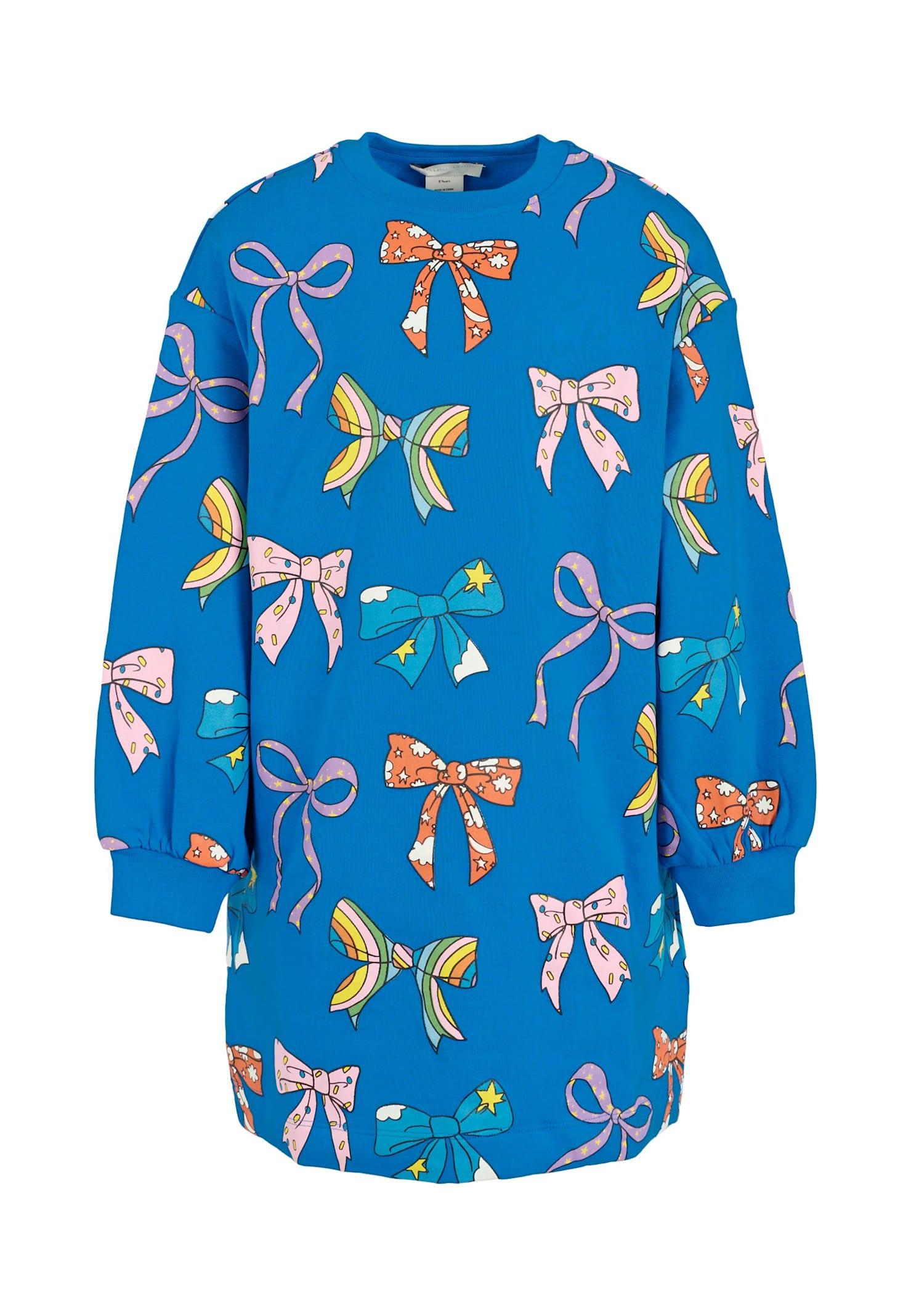 stella mccartney kids blue dress for girl with bow