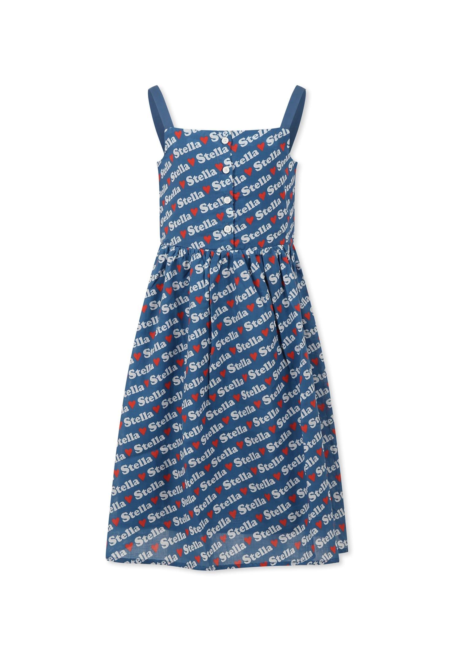 stella mccartney kids blue dress for girl with logo