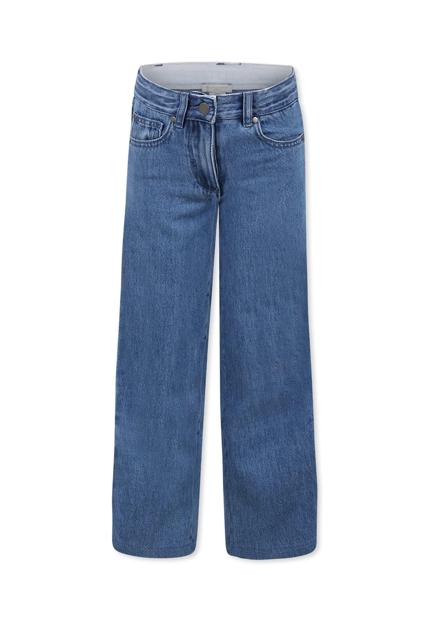 stella mccartney kids blue jeans for girl with multicolor logo