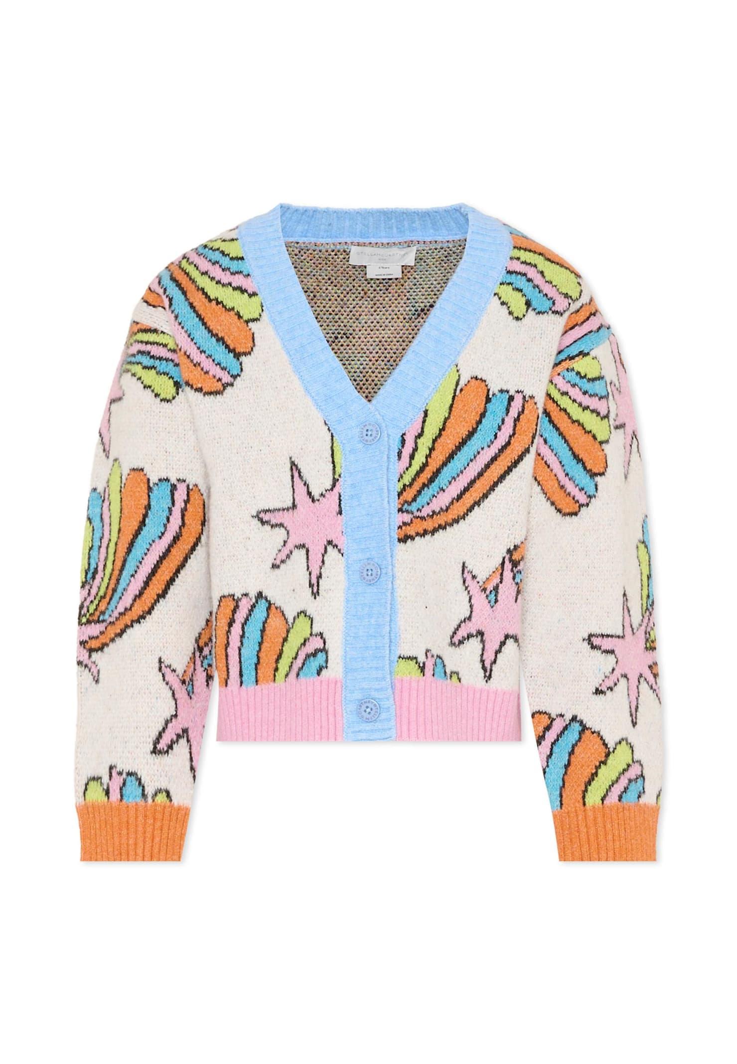 stella mccartney kids colorful cardigan with stars for girl