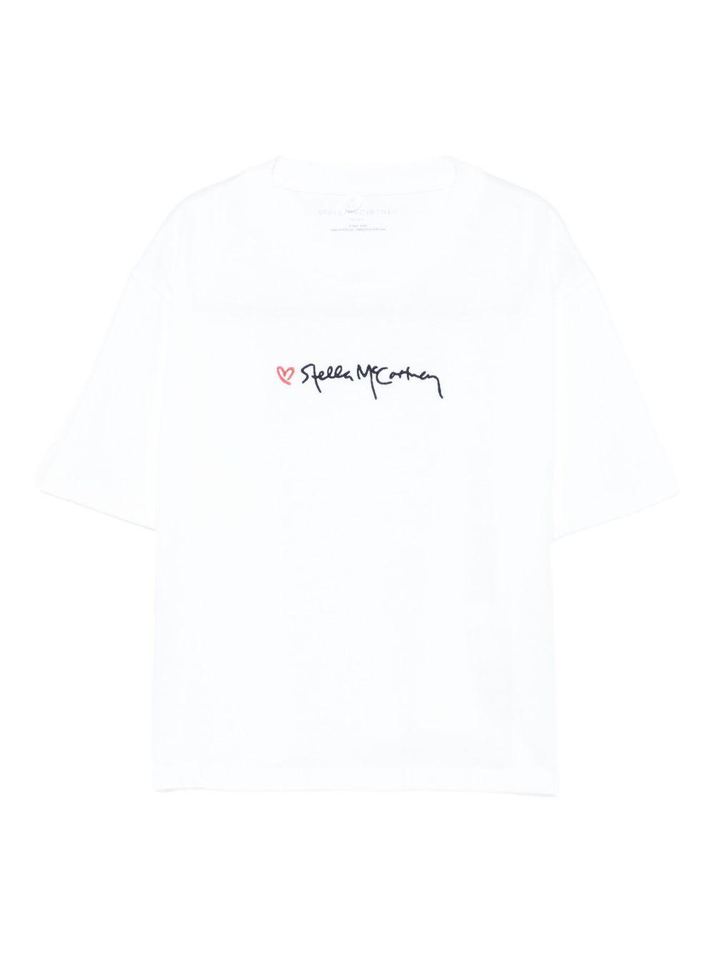 stella mccartney kids cotton t-shirt with embroidered logo