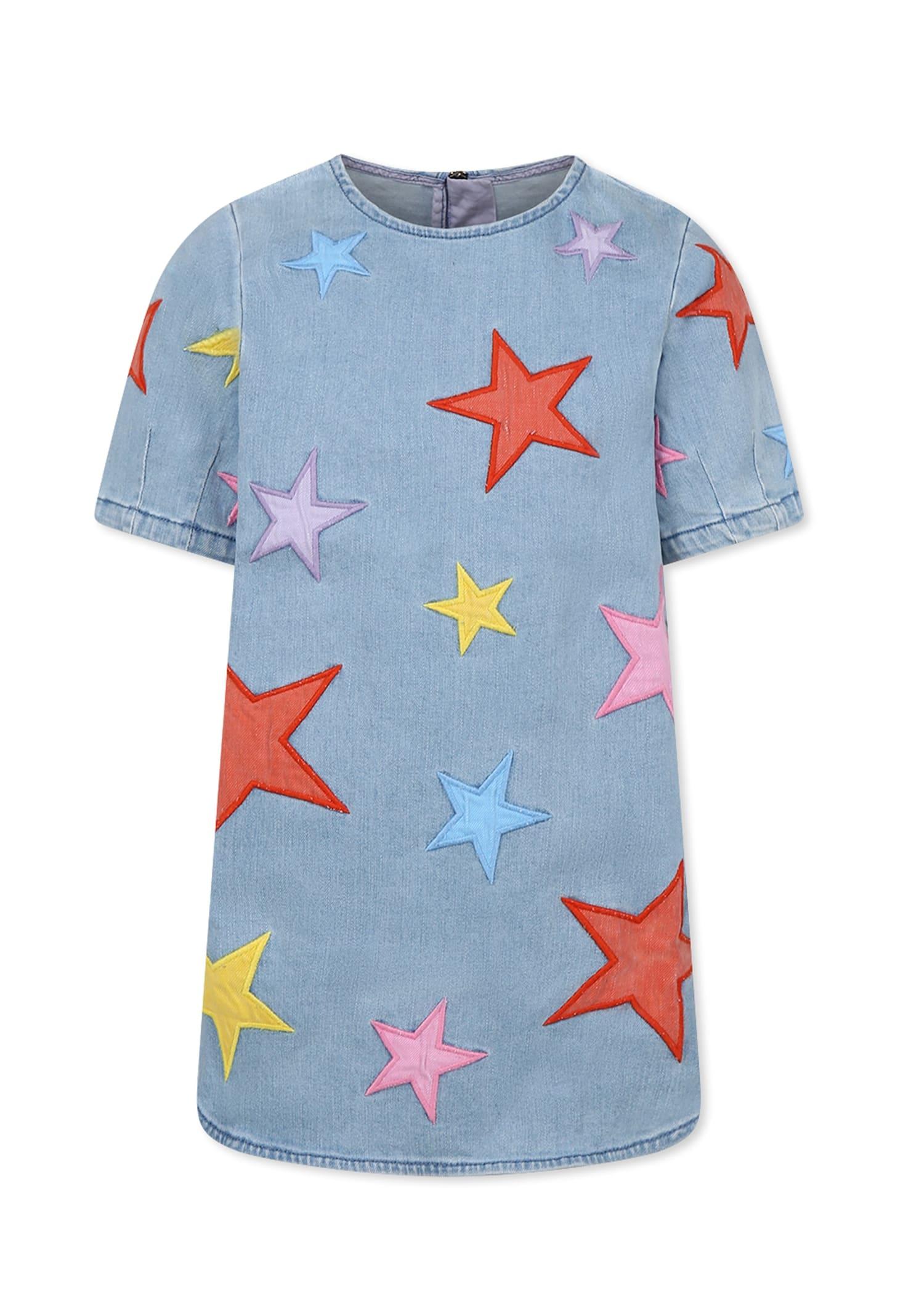 stella mccartney kids denim dress for girl with stars