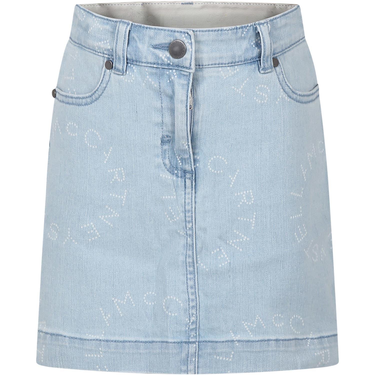 stella mccartney kids denim skirt for girl with logo