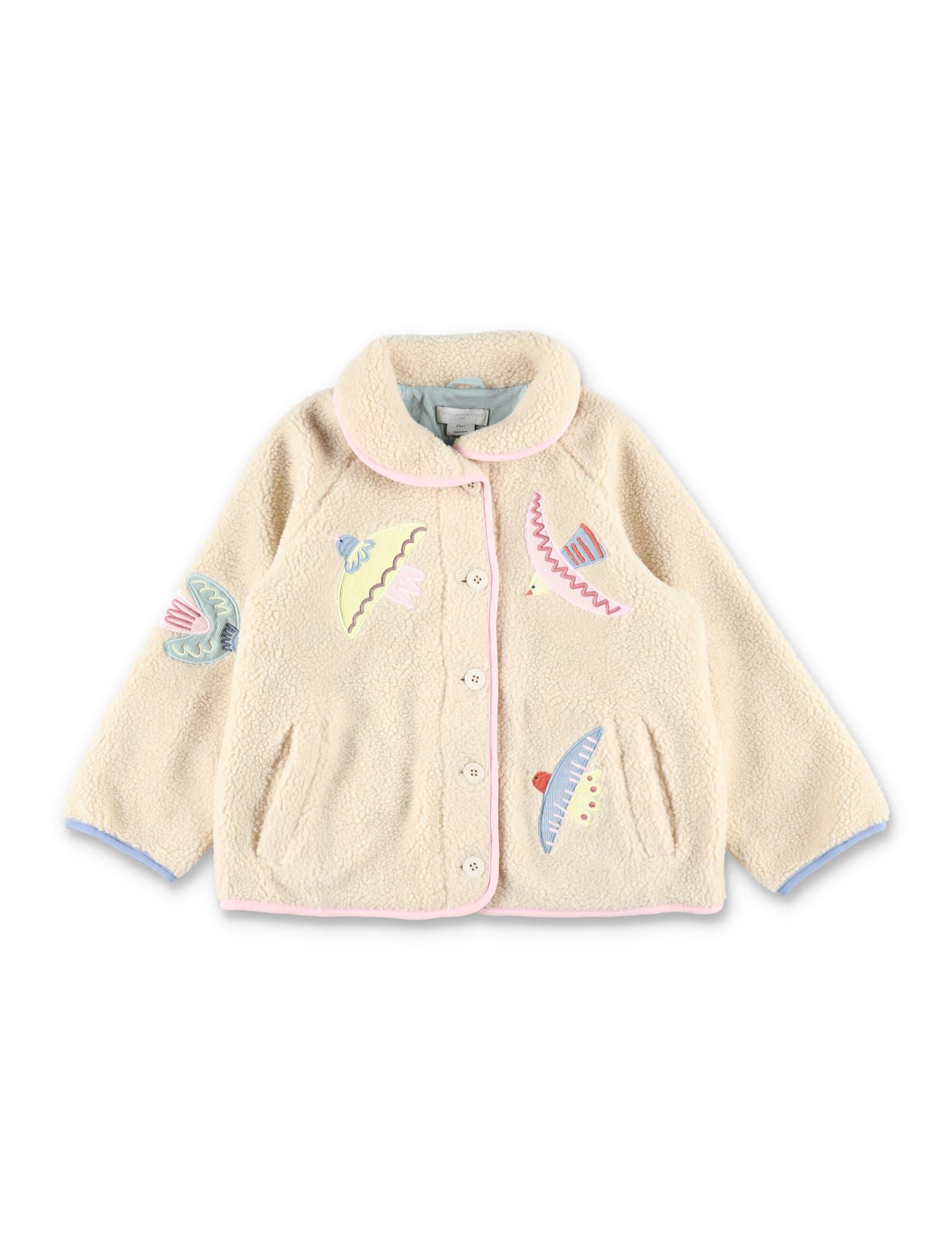 stella mccartney kids dove embroidered fleece jacket