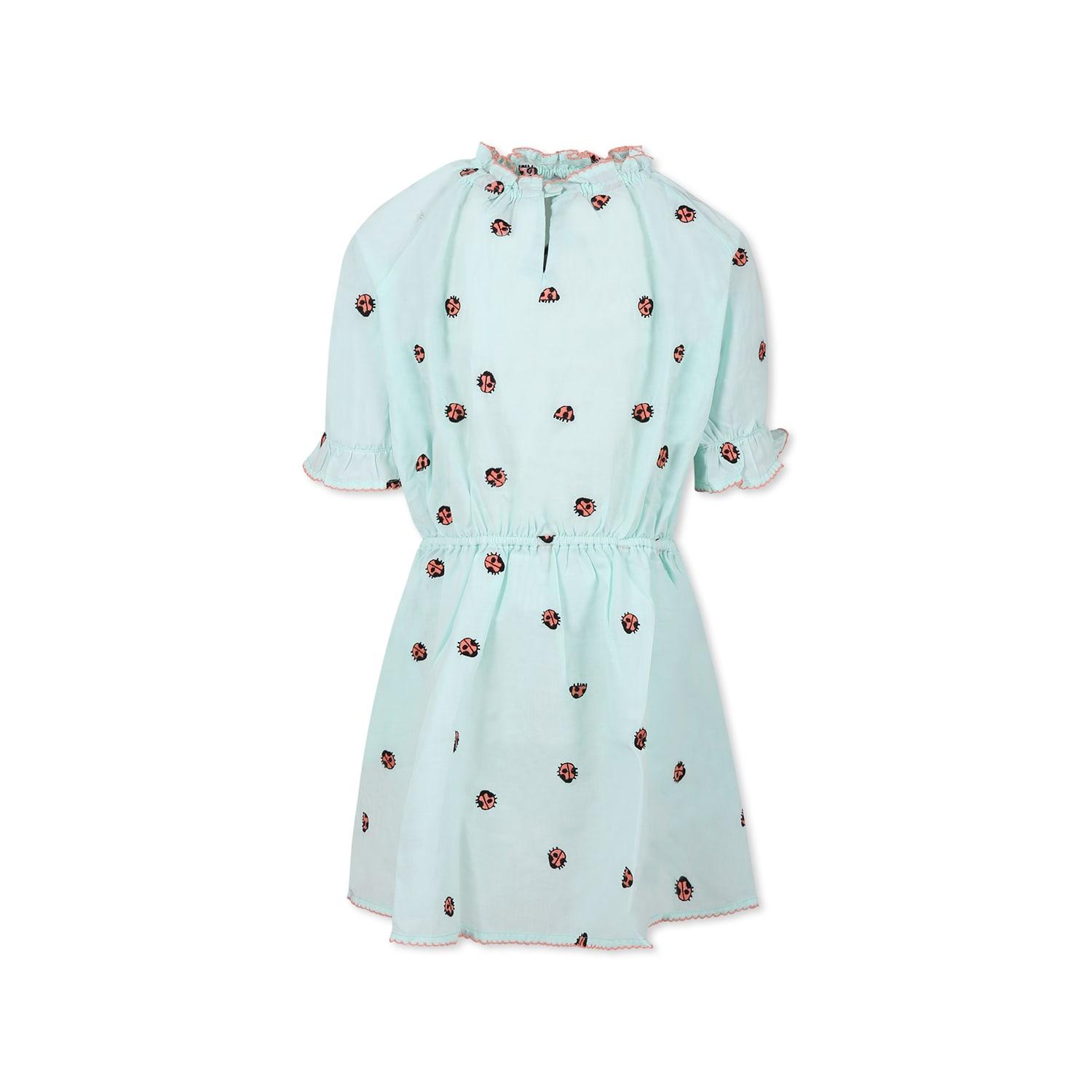 stella mccartney kids green deress for girl with ladybugs