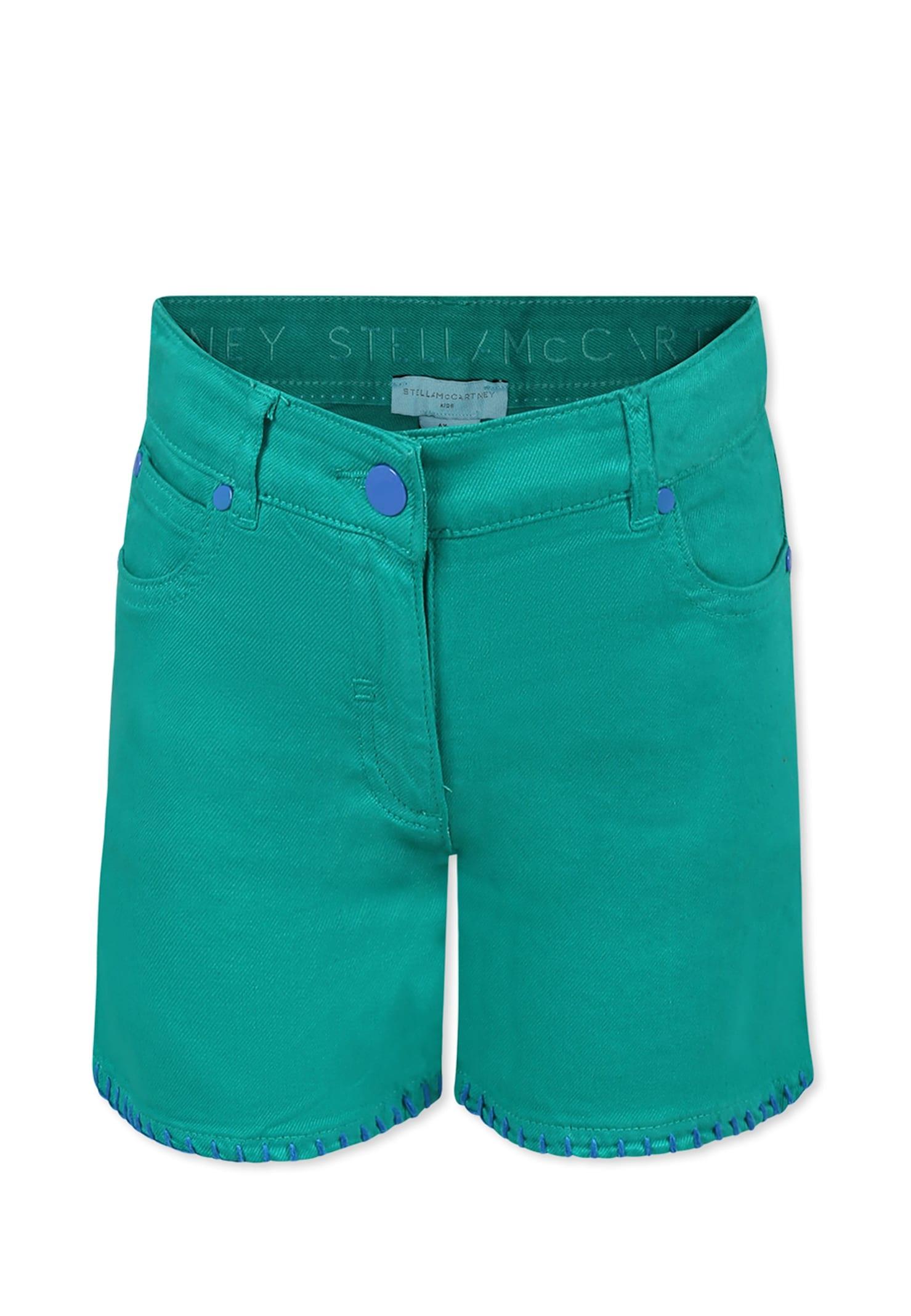 stella mccartney kids green shorts for girl with strawberry