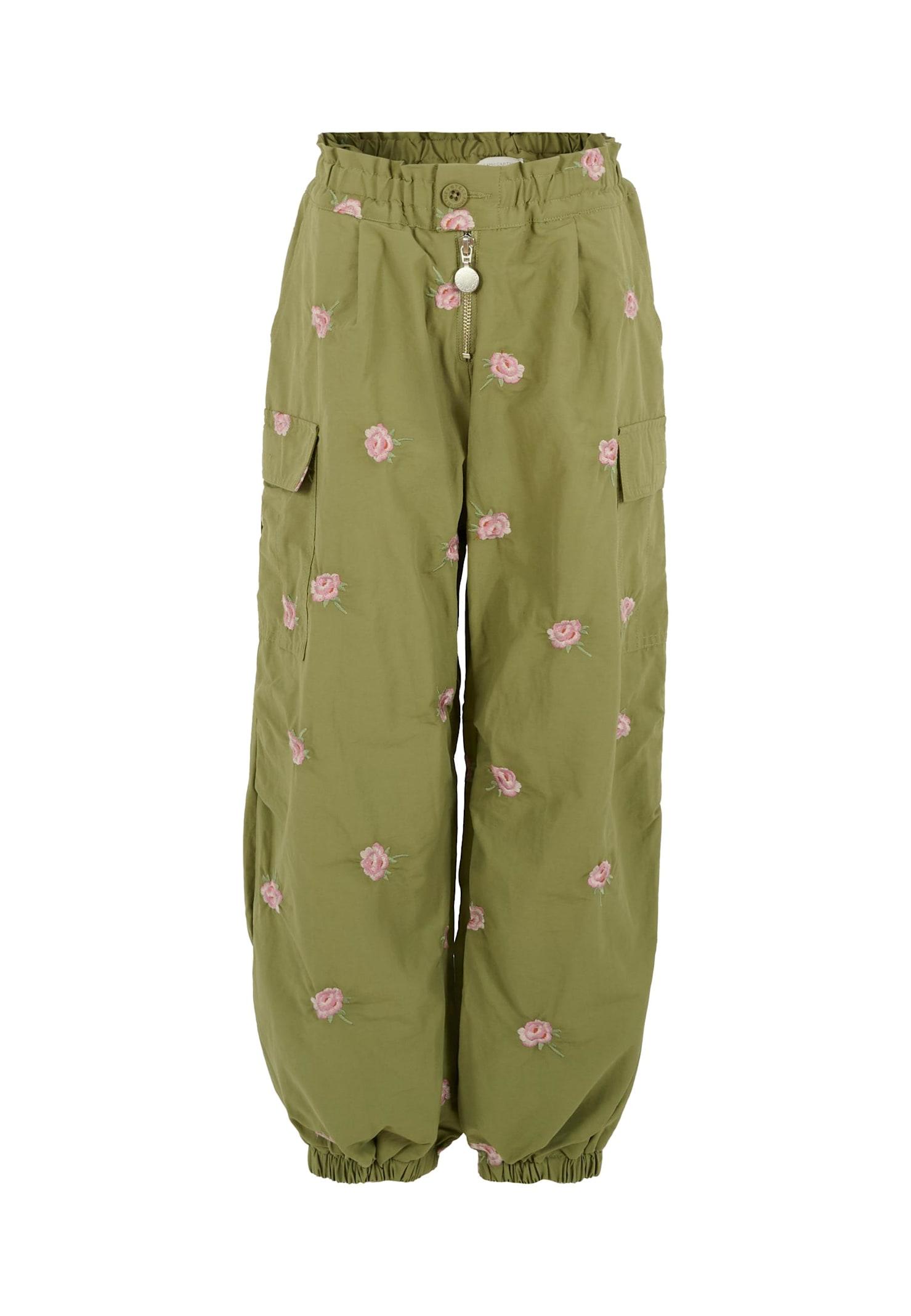 stella mccartney kids green trousers for girl with flowers