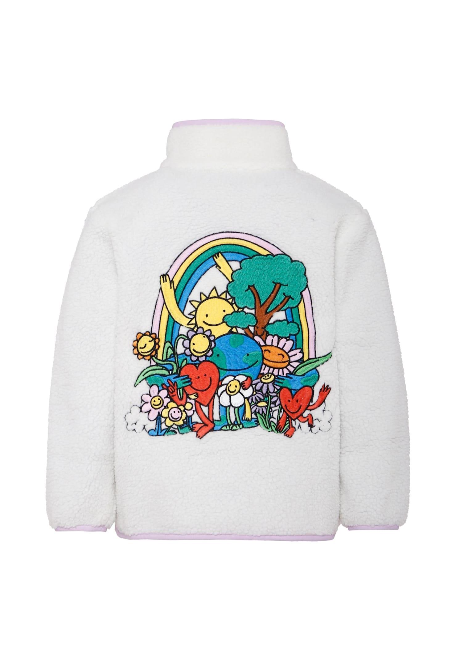 stella mccartney kids ivory eco fur for girl with embroidery