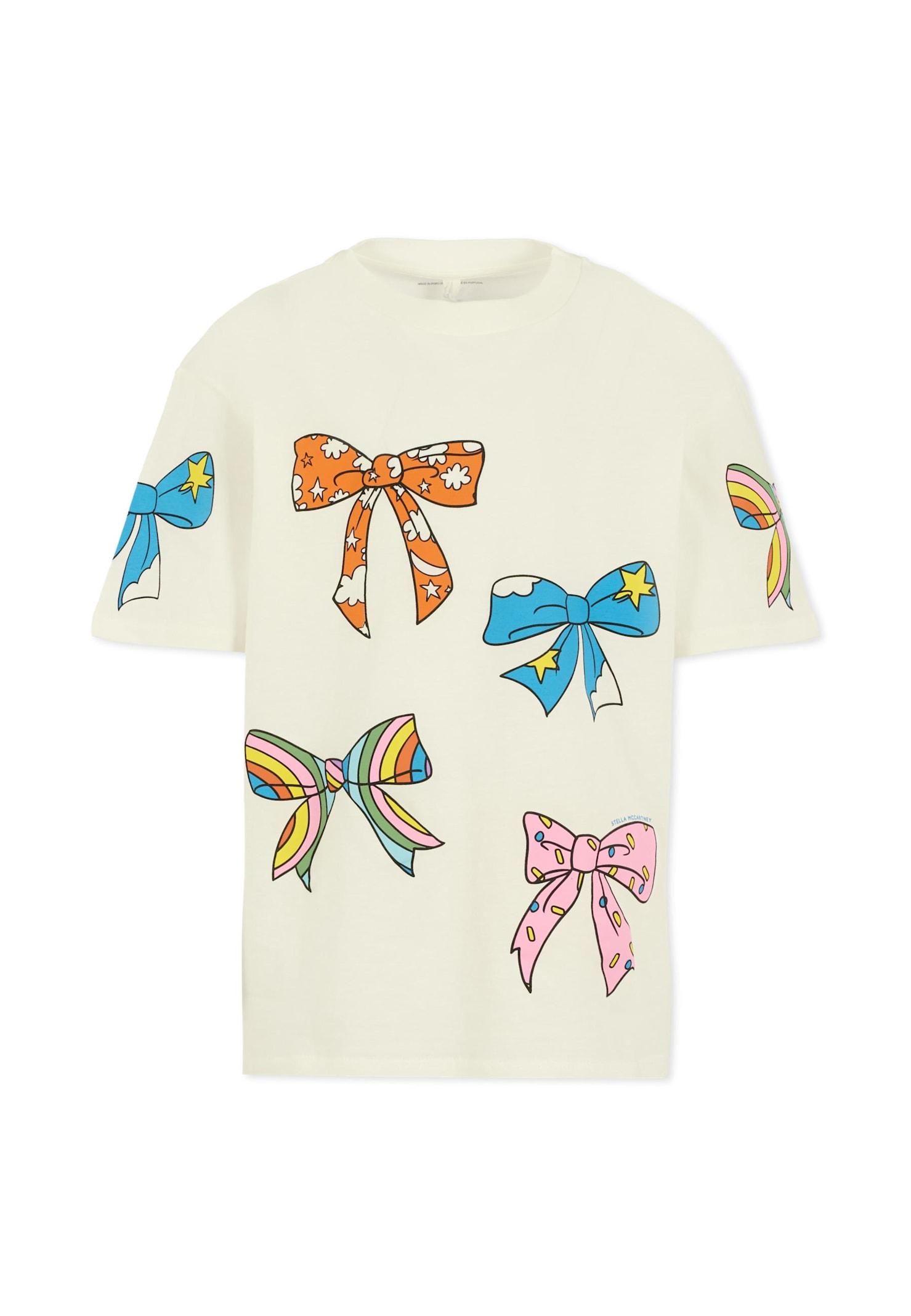 stella mccartney kids ivory t-shirt for girl with bows