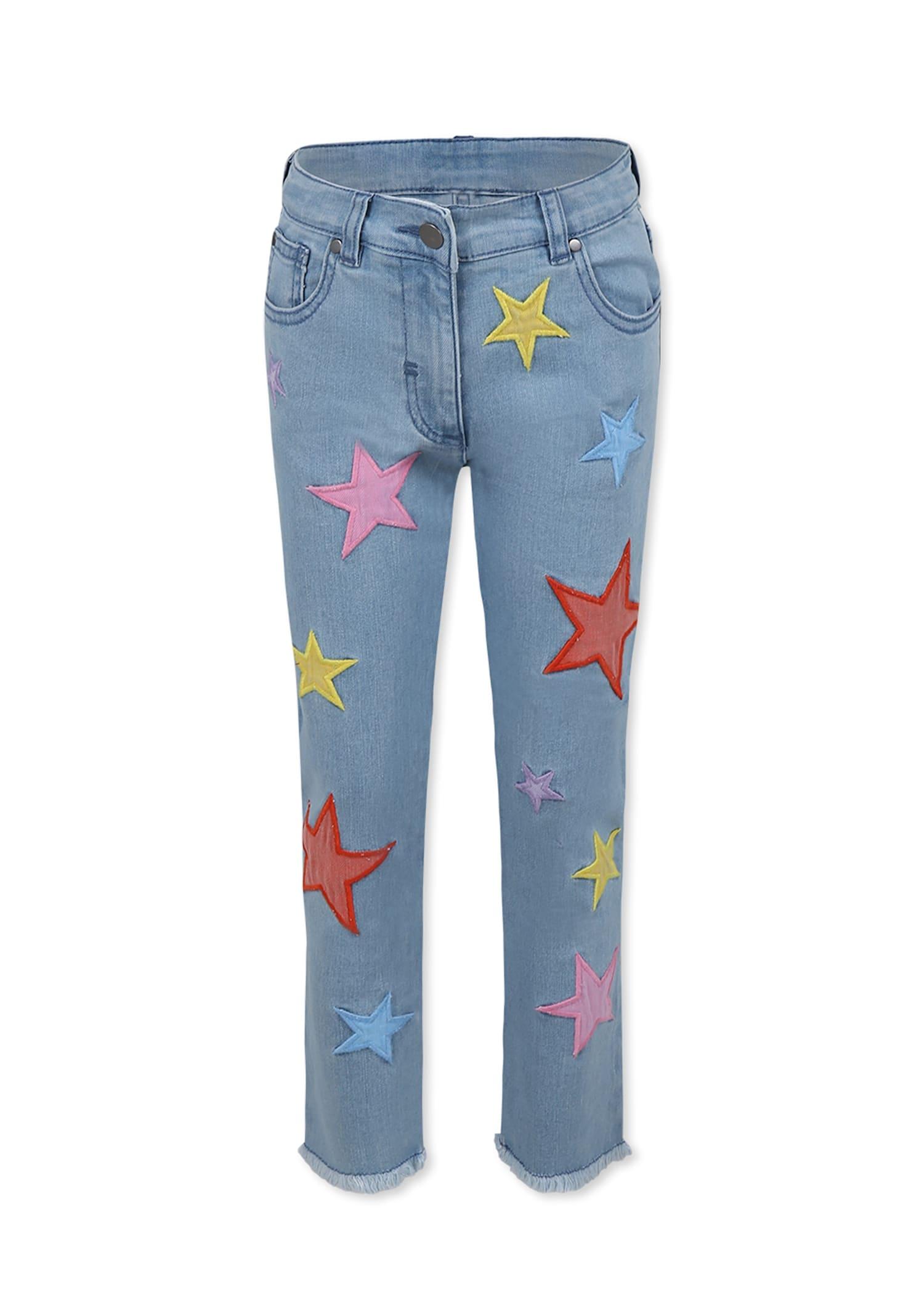 stella mccartney kids light blue jeans for girl with stars