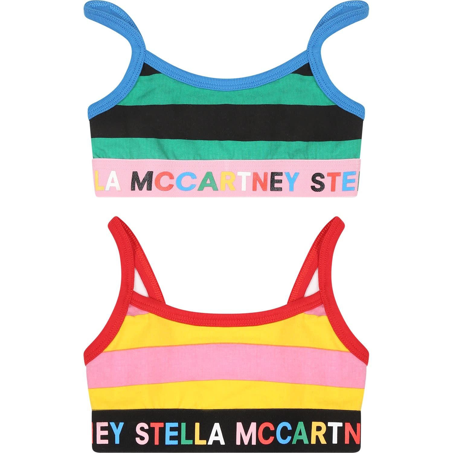 stella mccartney kids multicolor bra set for girlwith logo