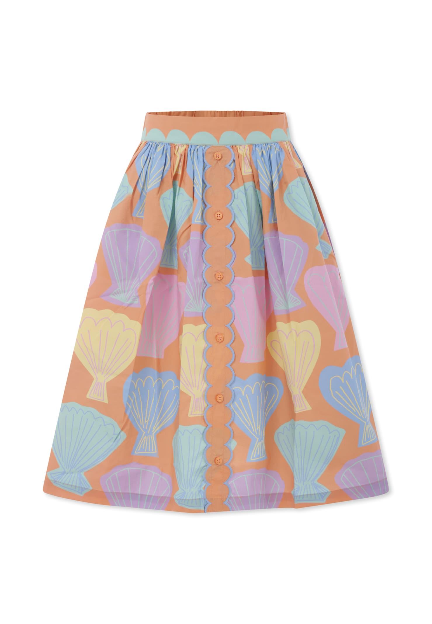 stella mccartney kids orange skirt for girl with shells