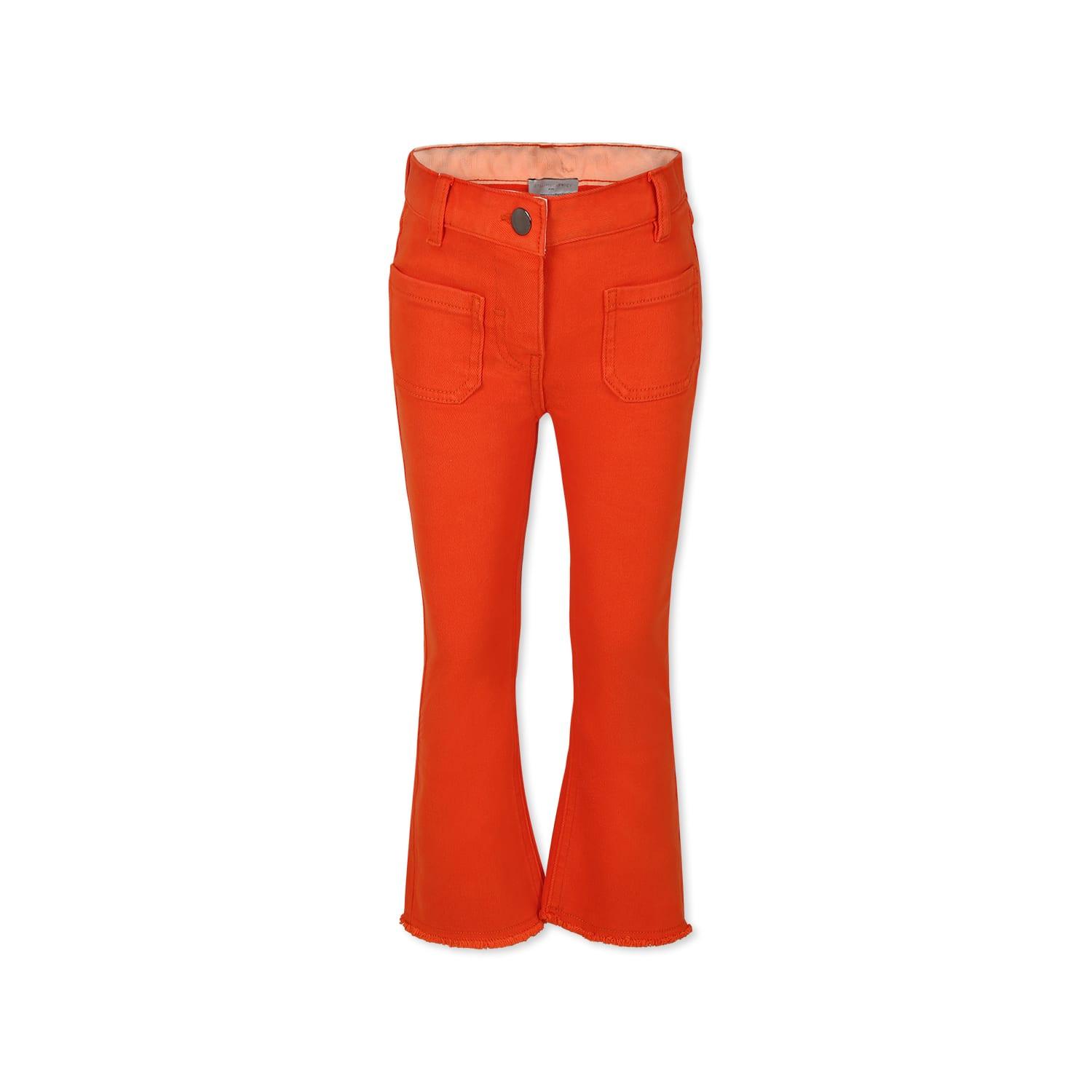 stella mccartney kids orange trousers for girl with logo