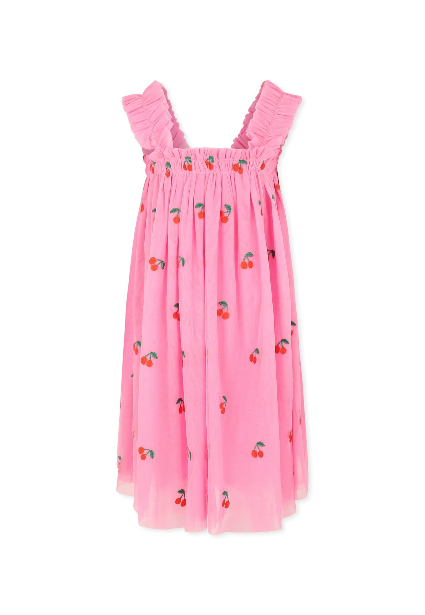 stella mccartney kids pink dress for girl with cherries