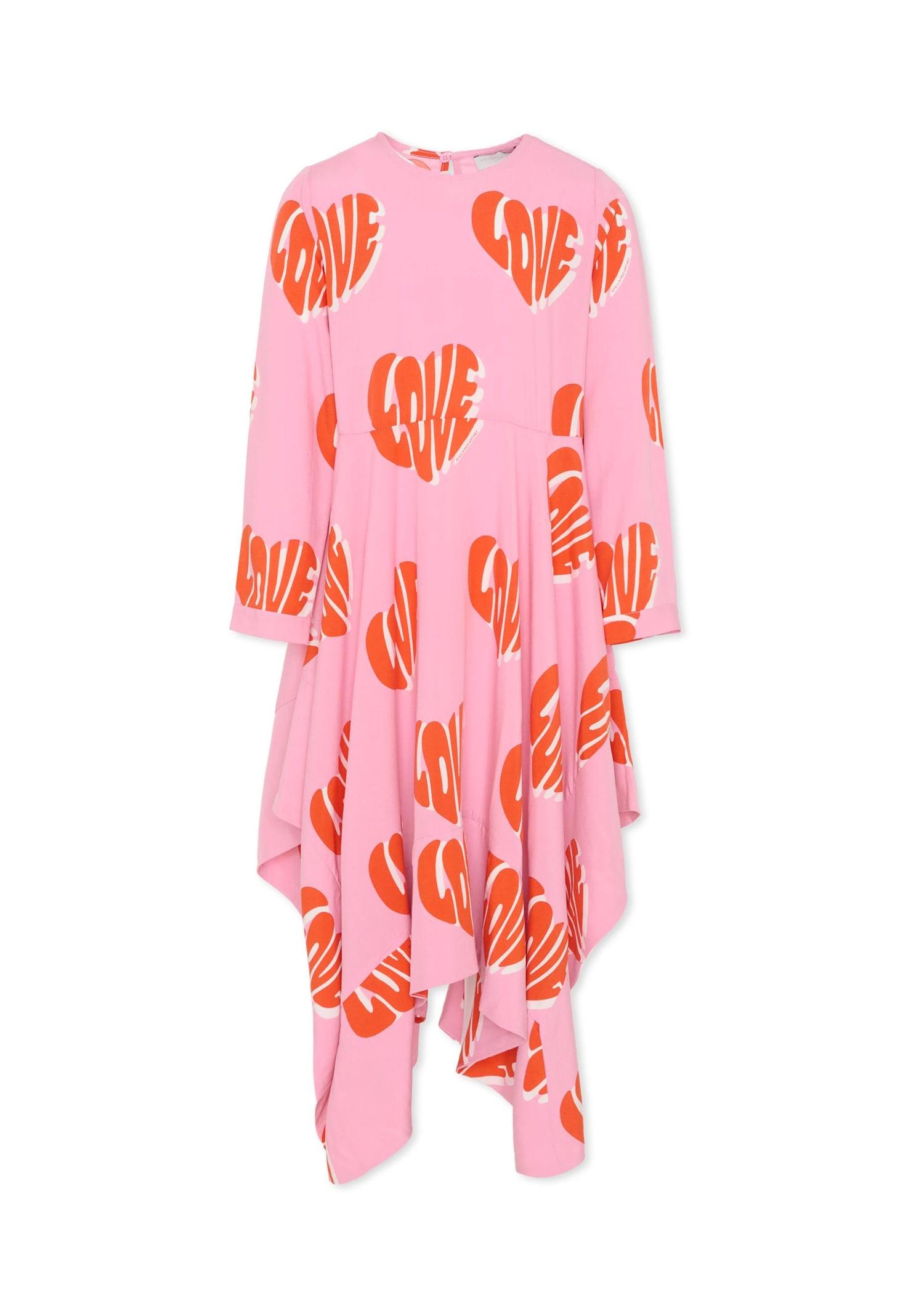 stella mccartney kids pink dress with love print for girl