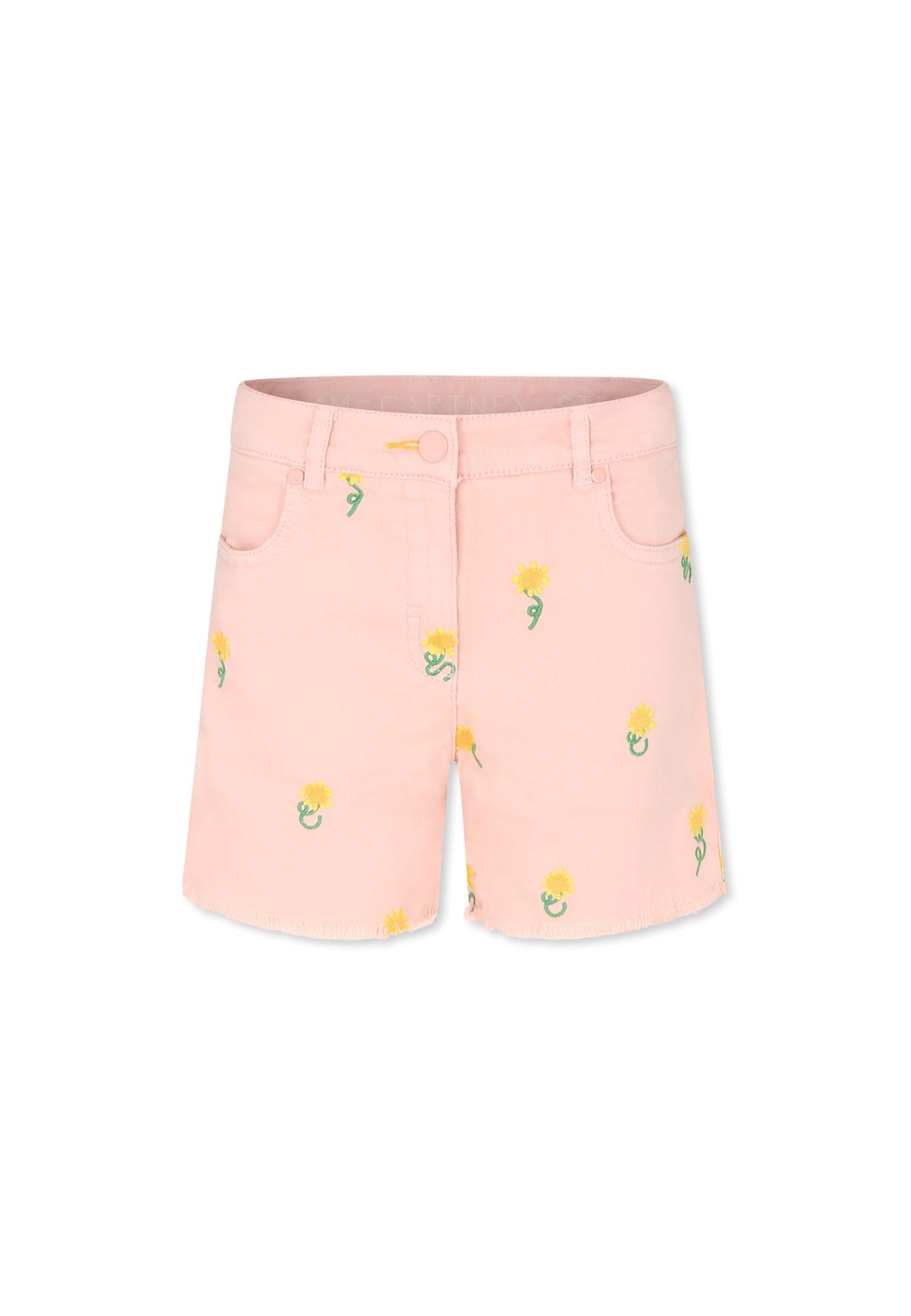 stella mccartney kids pink shorts for girl with flowers