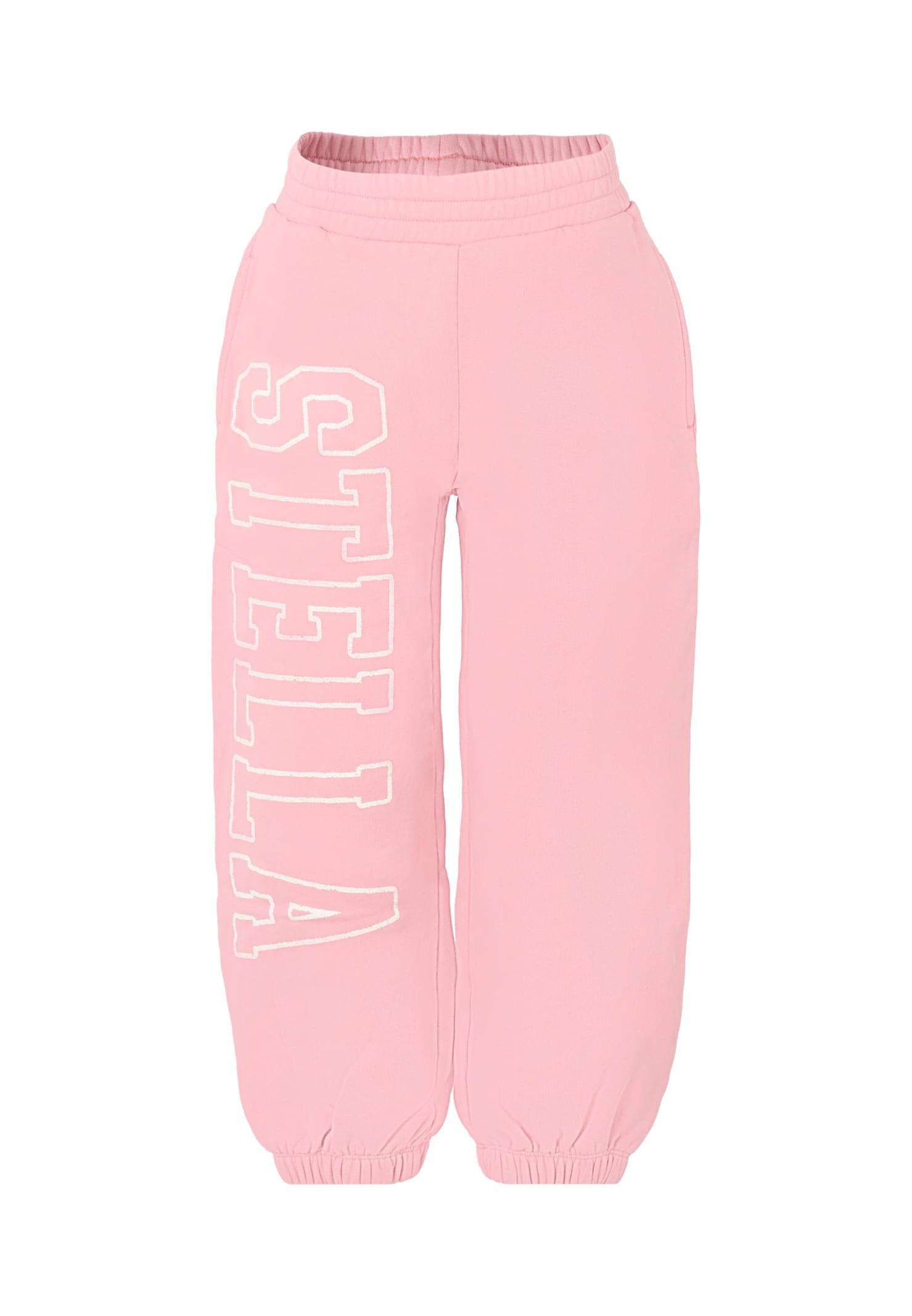 stella mccartney kids pink sweatpants for girl with white logo