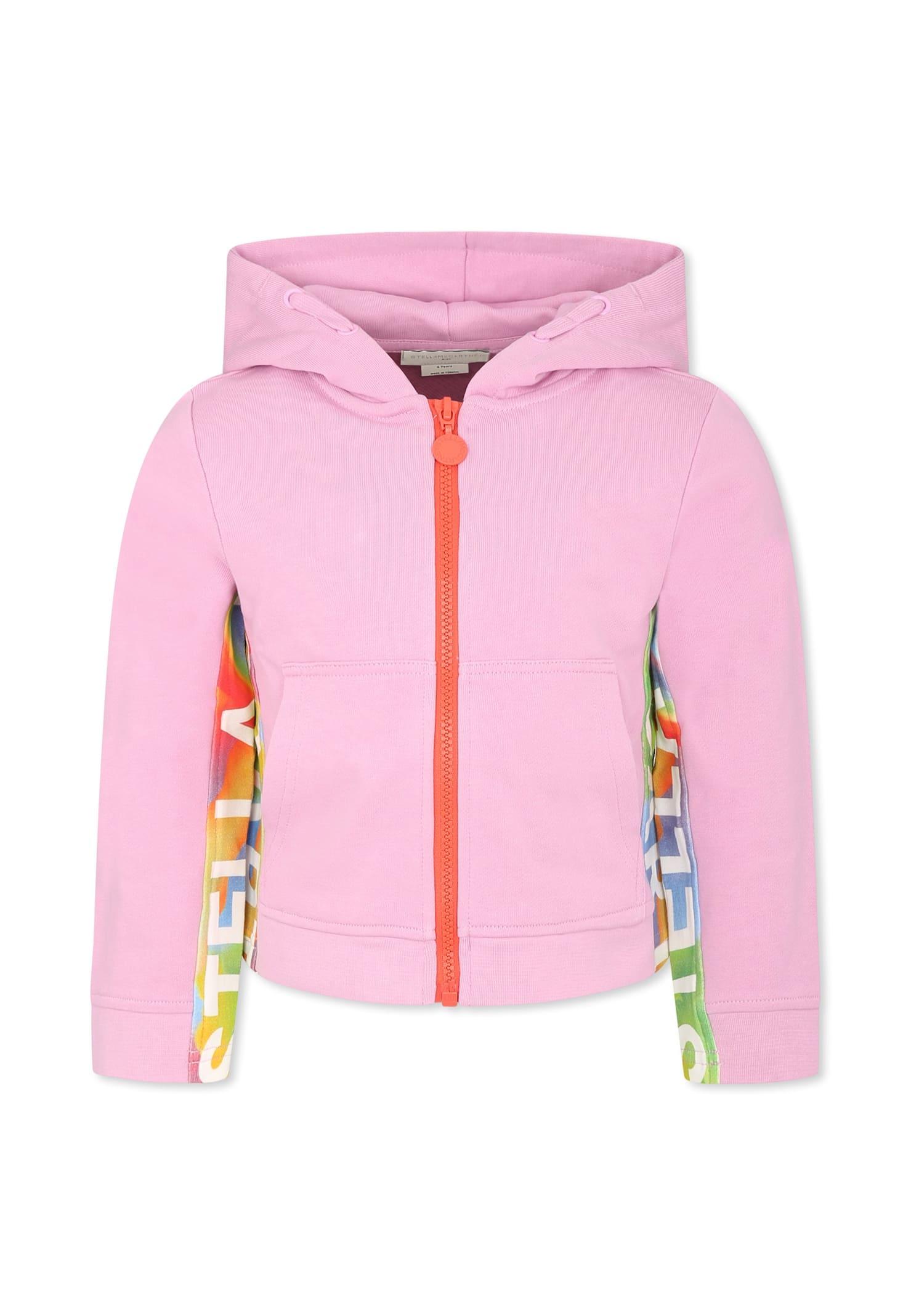 stella mccartney kids pink sweatshirt for girl with logo