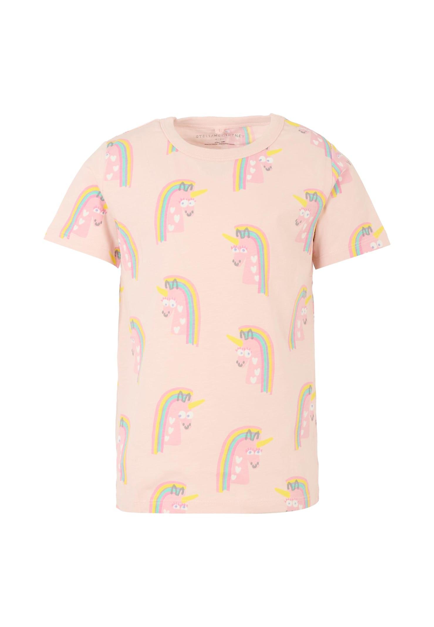 stella mccartney kids pink t-shirt for girl with unicorn