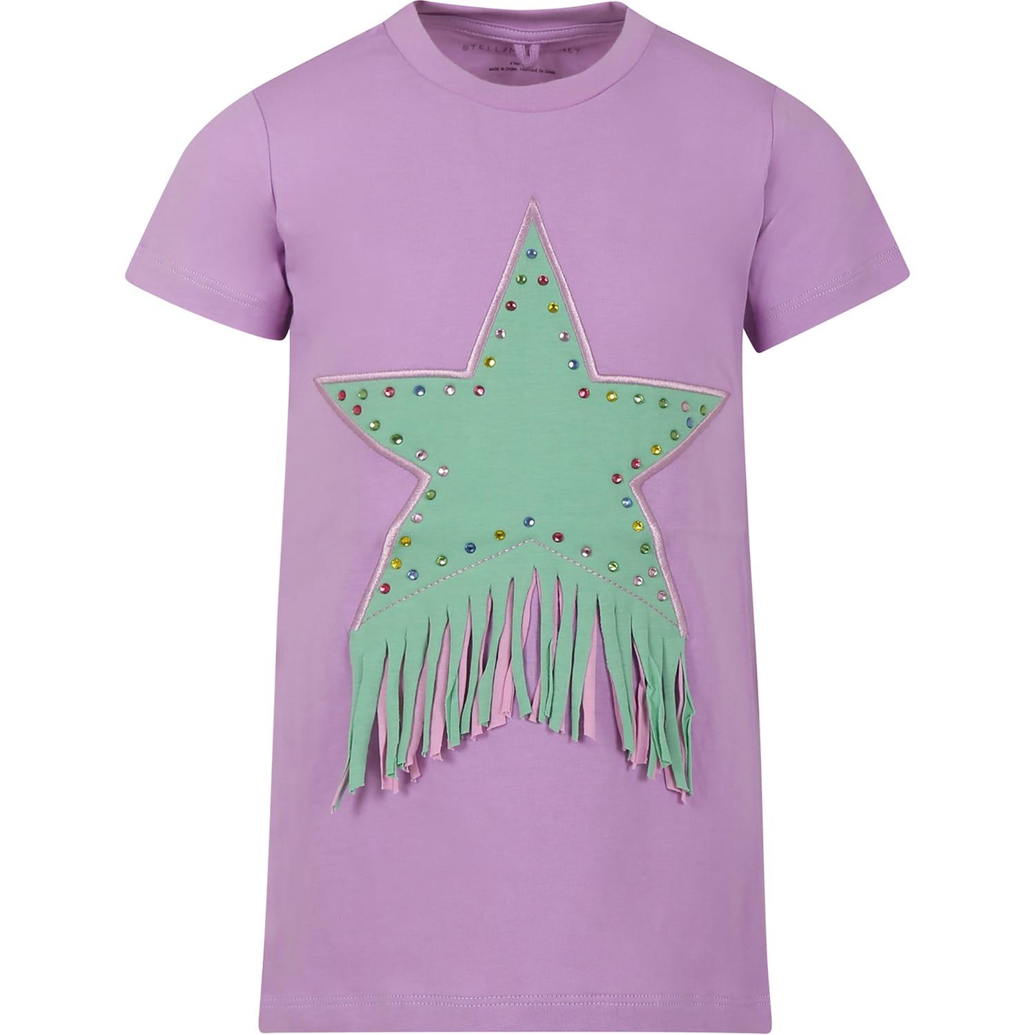 stella mccartney kids purple dress for girl with star