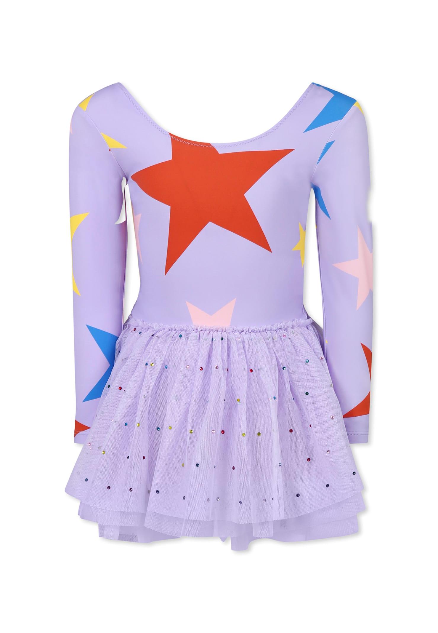 stella mccartney kids purple dress for girl with stars