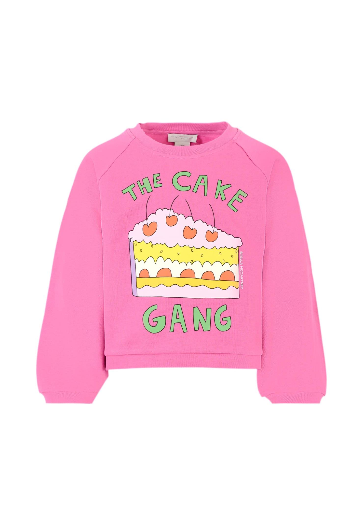 stella mccartney kids purple sweatshirt for girl with cake print