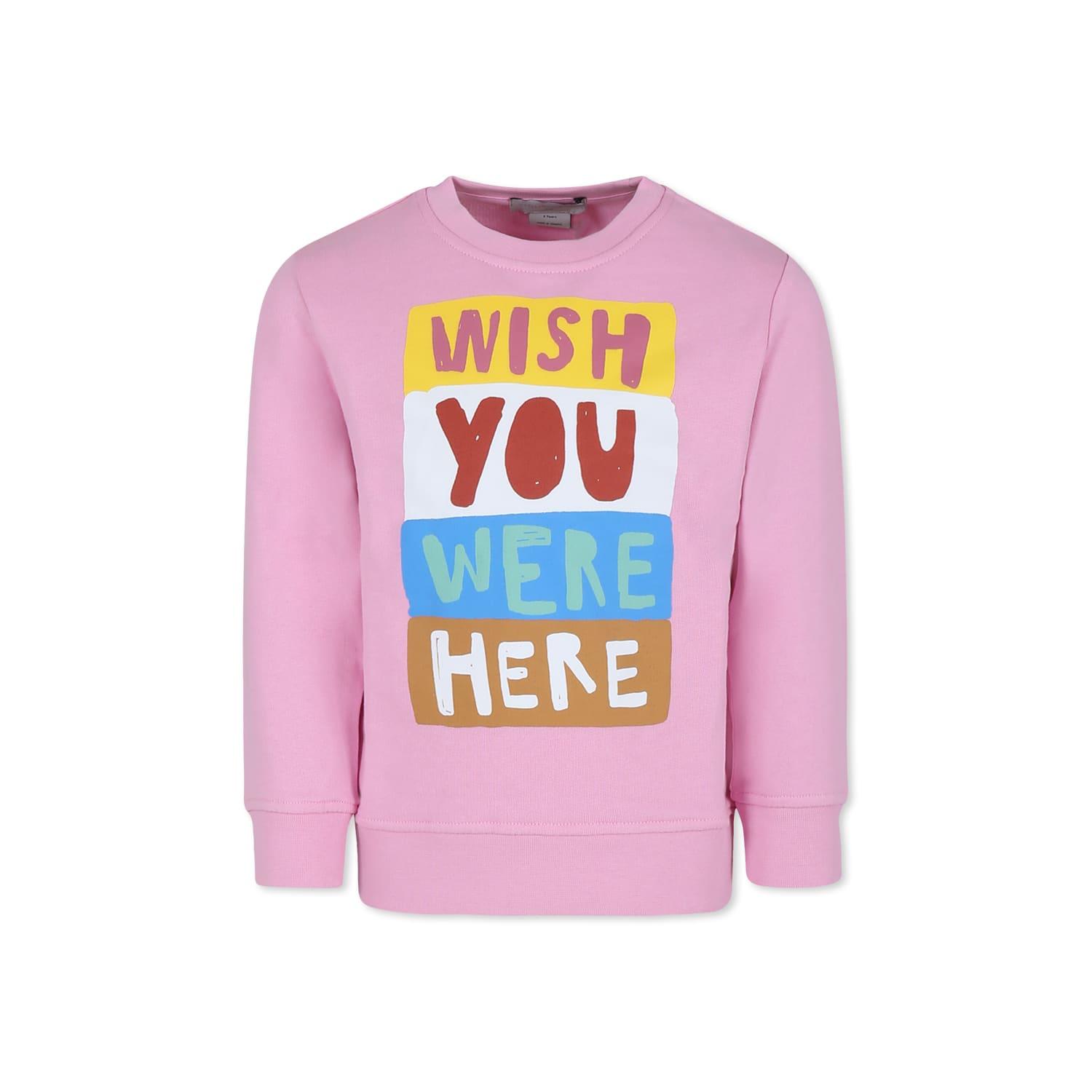stella mccartney kids purple sweatshirt for girl with logo