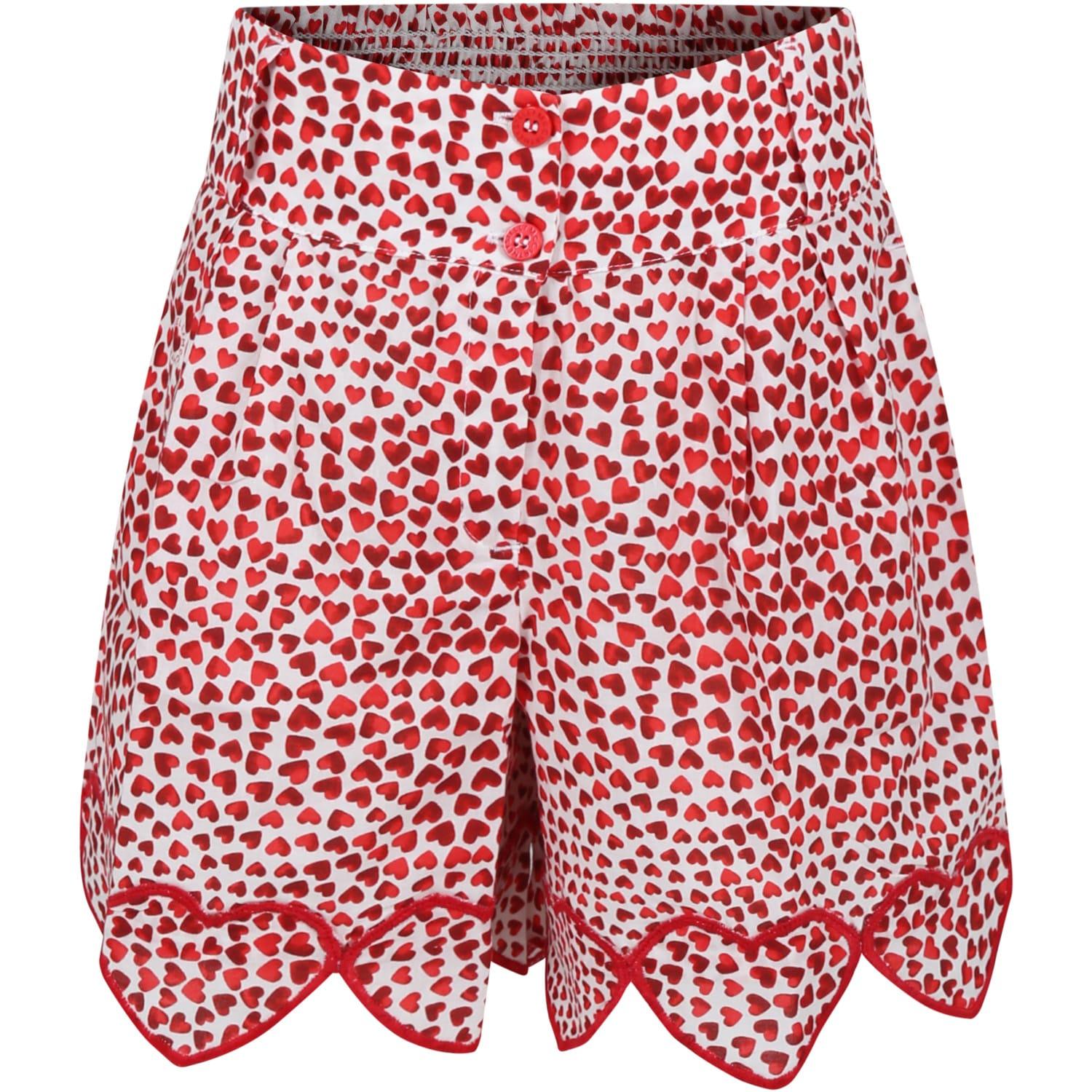 stella mccartney kids red short for girl with hearts