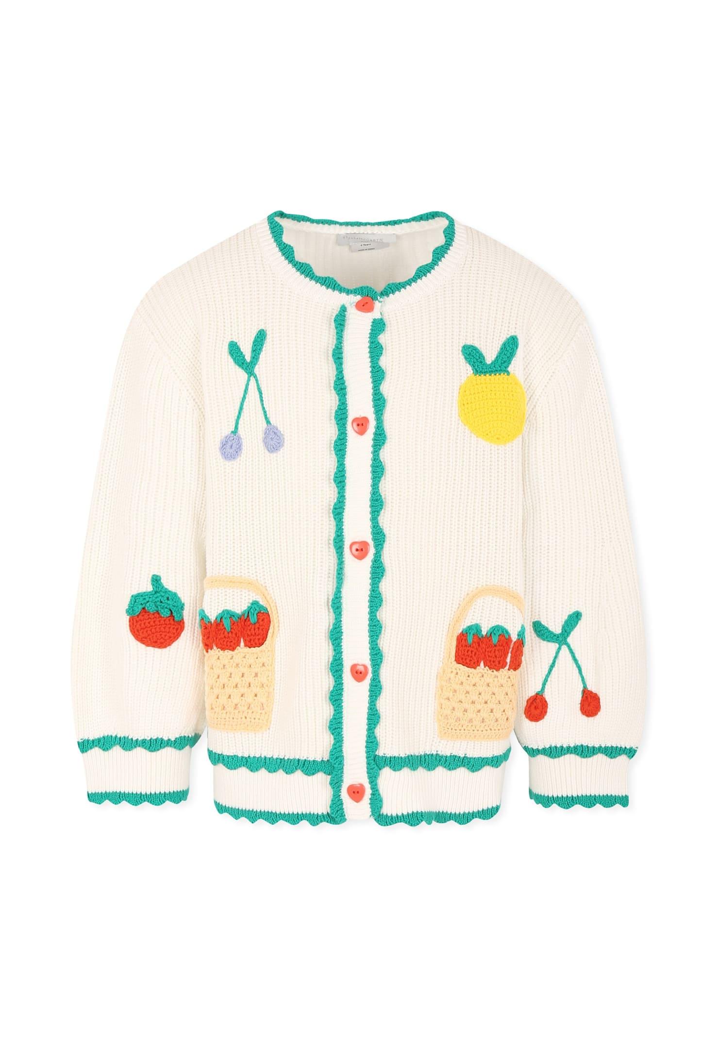 stella mccartney kids white cardigan for girl with fruit