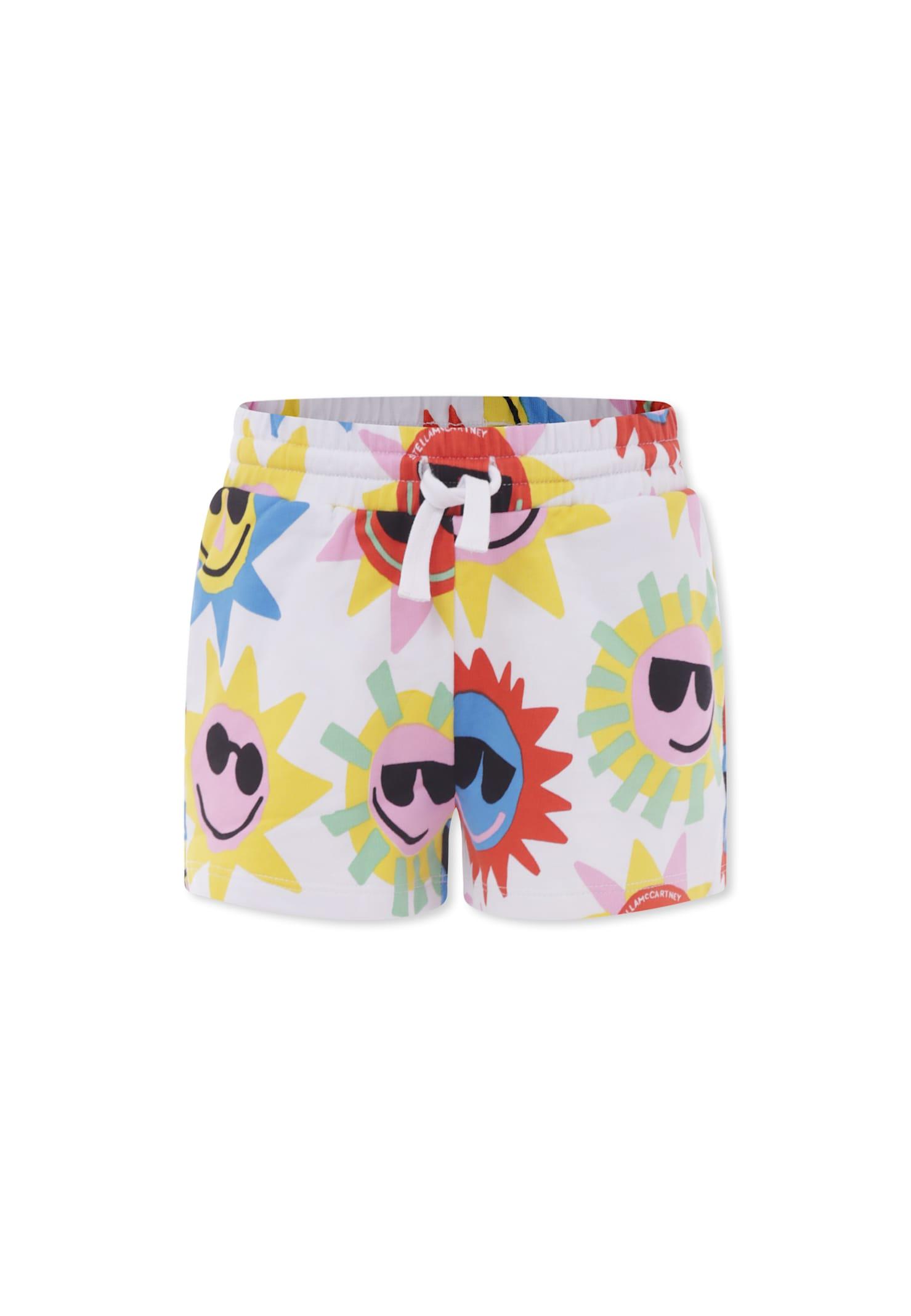 stella mccartney kids white shorts for girl with sun