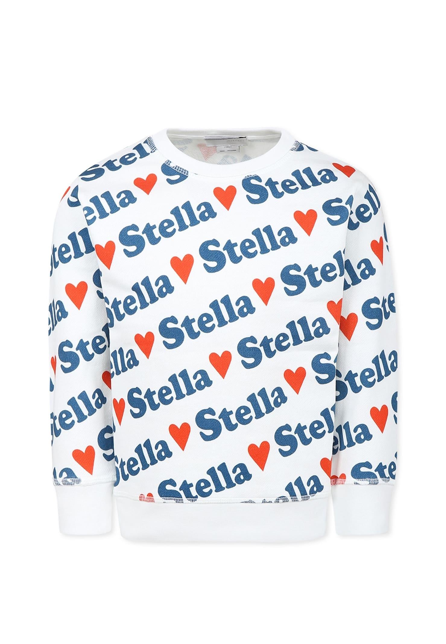 stella mccartney kids white sweatshirt for girl with logo