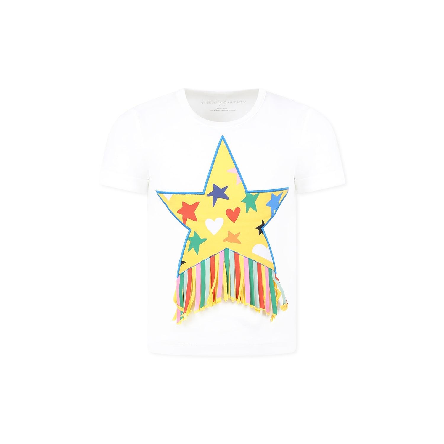 stella mccartney kids white t-shirt for girl with star