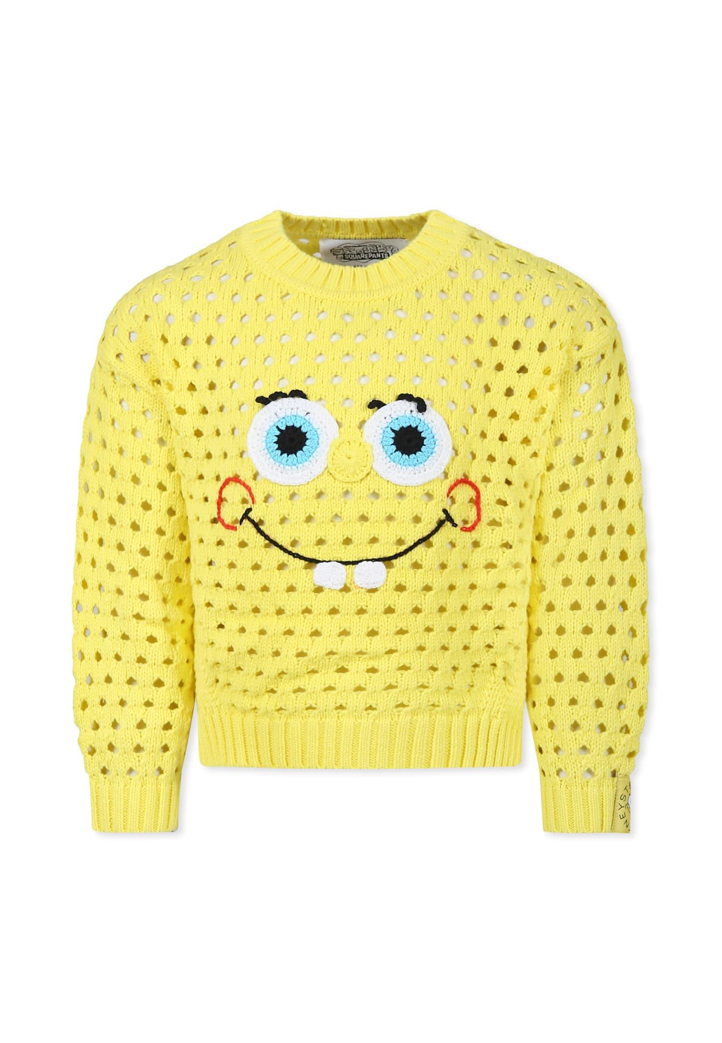 stella mccartney kids yellow sweater for girl with spongebob