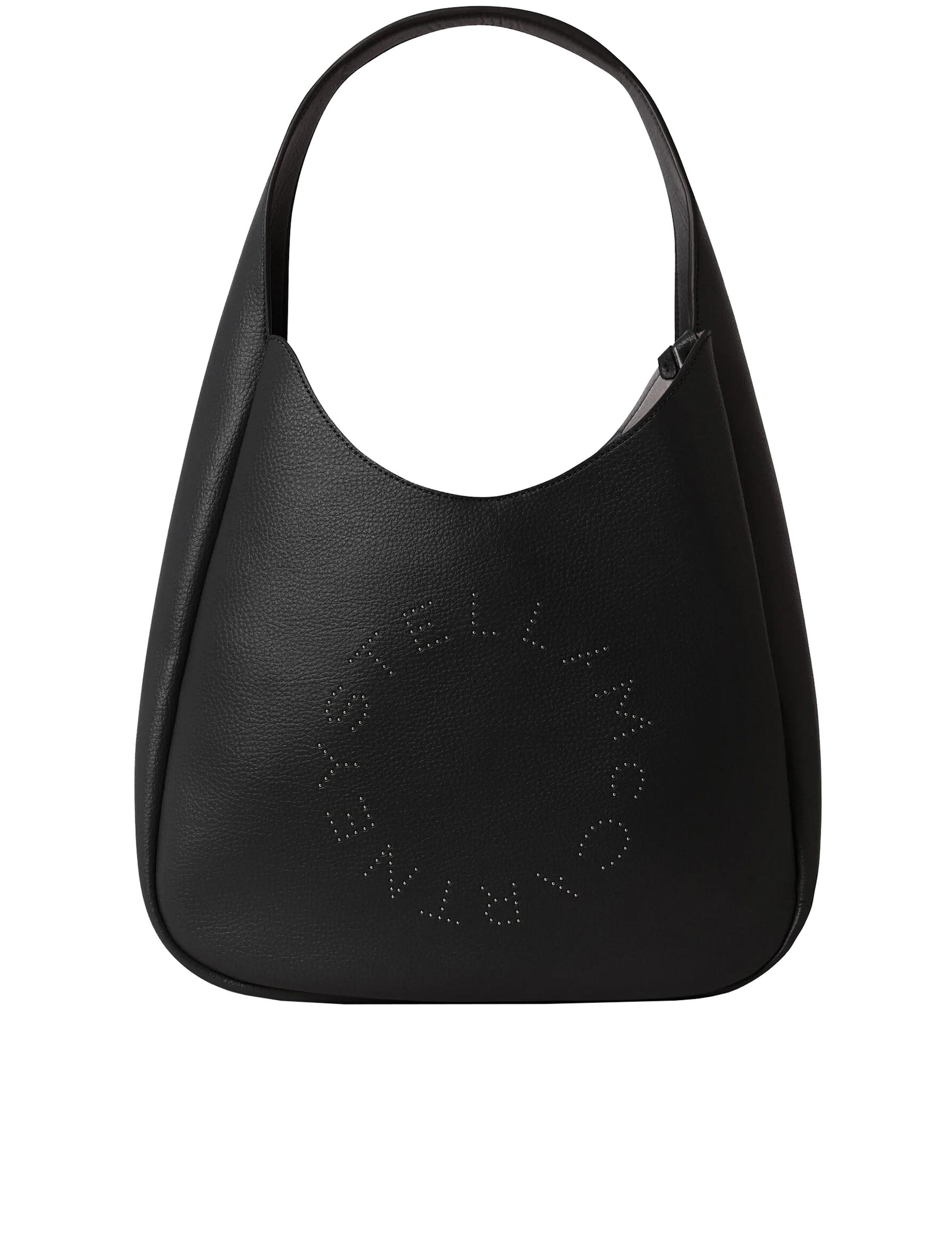 stella mccartney large hobo bag eco embossed grainy black borsa - women