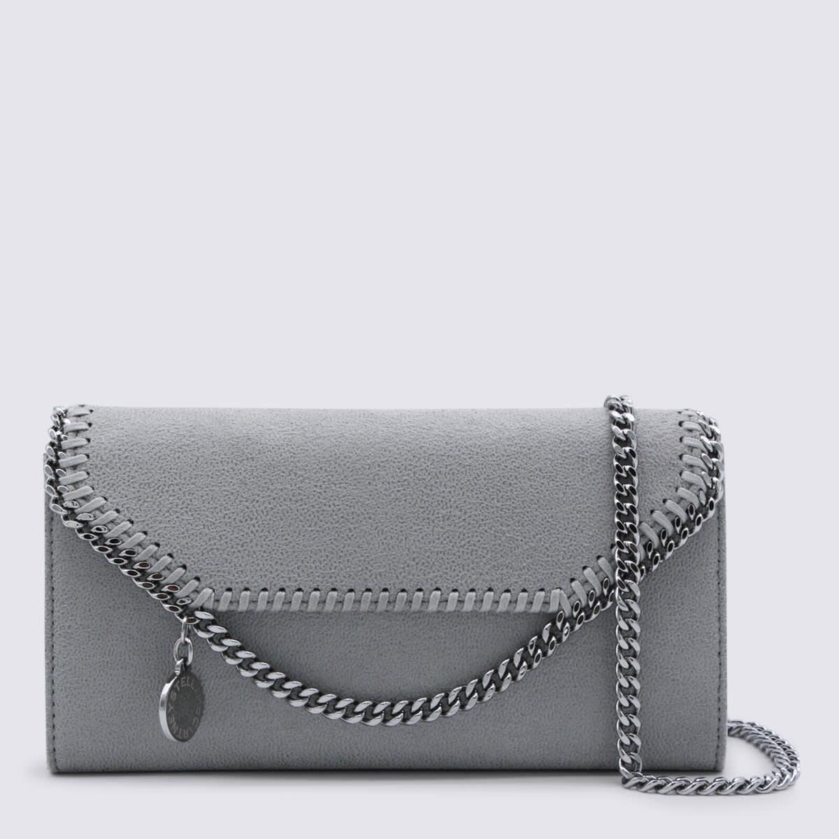 stella mccartney light grey faux leather continental wallet crossbody bag