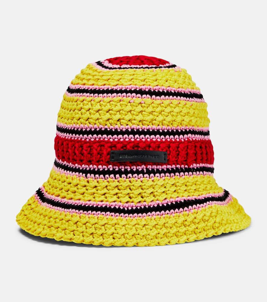 stella mccartney logo cotton crochet bucket hat