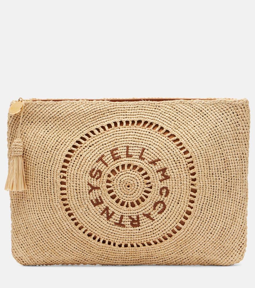 stella mccartney logo raffia pouch