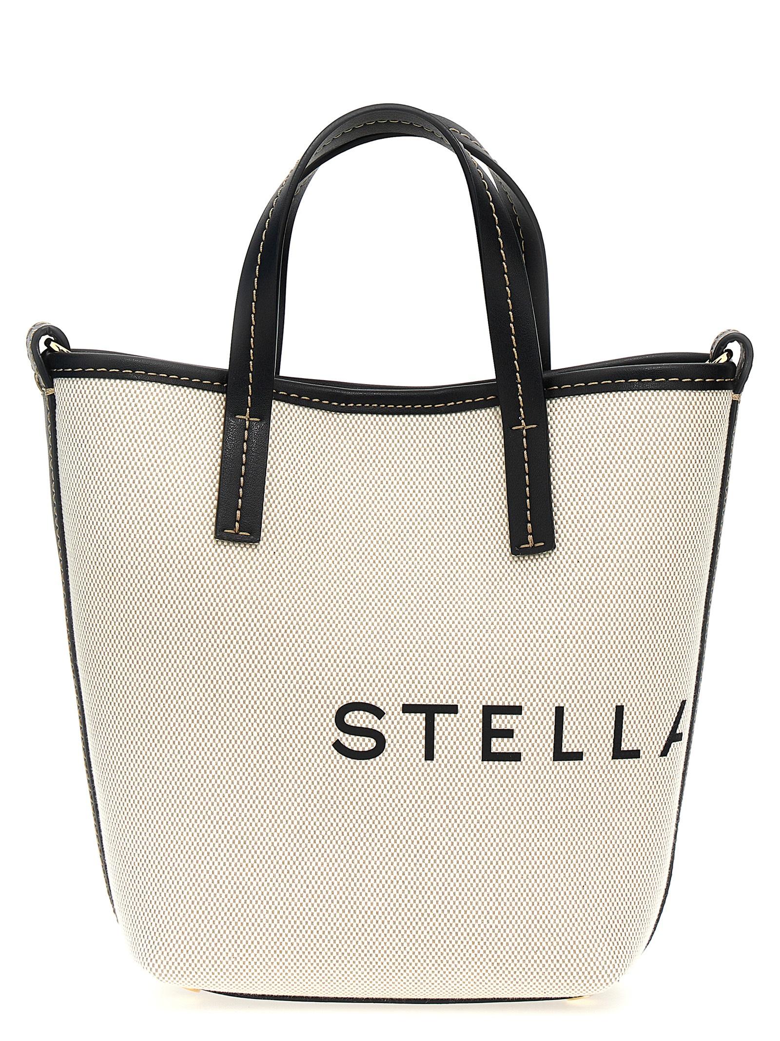 stella mccartney logo shopping bag beige polyamid polyurethane tote - women