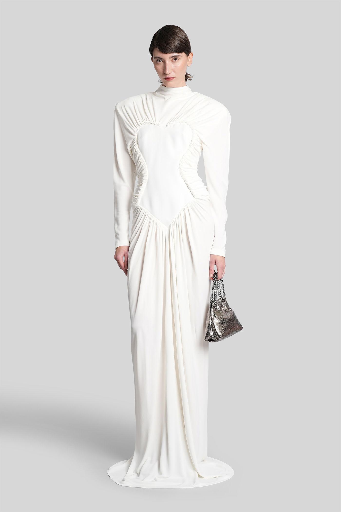 stella mccartney long dress in white polyamide
