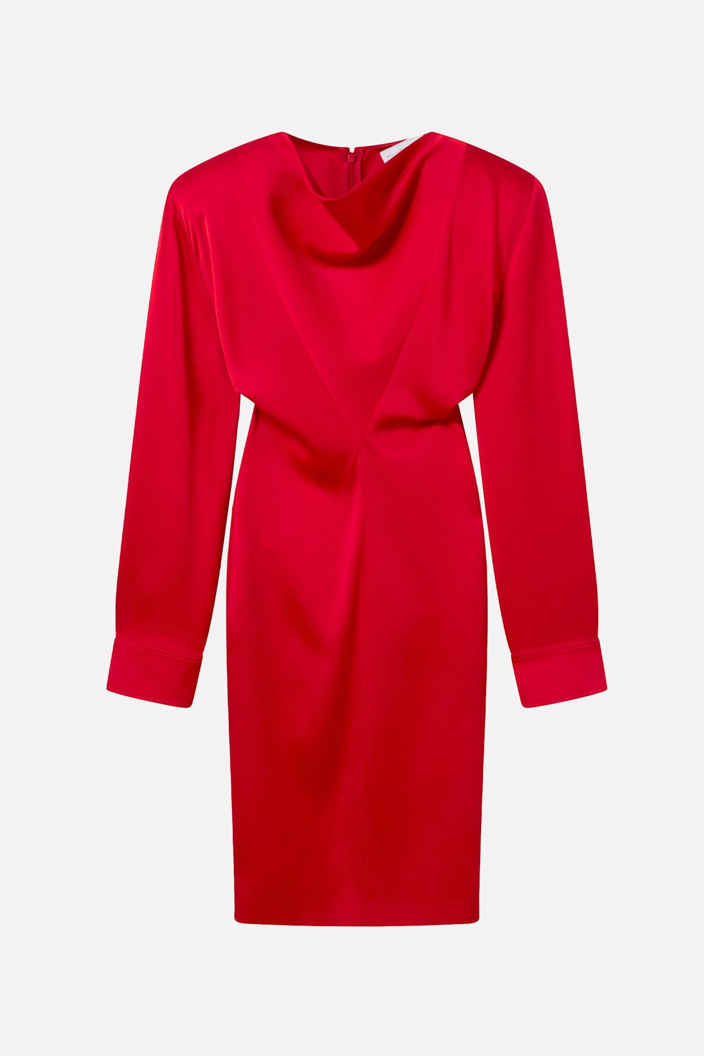 stella mccartney midi dress with ring neckline and long sleeves