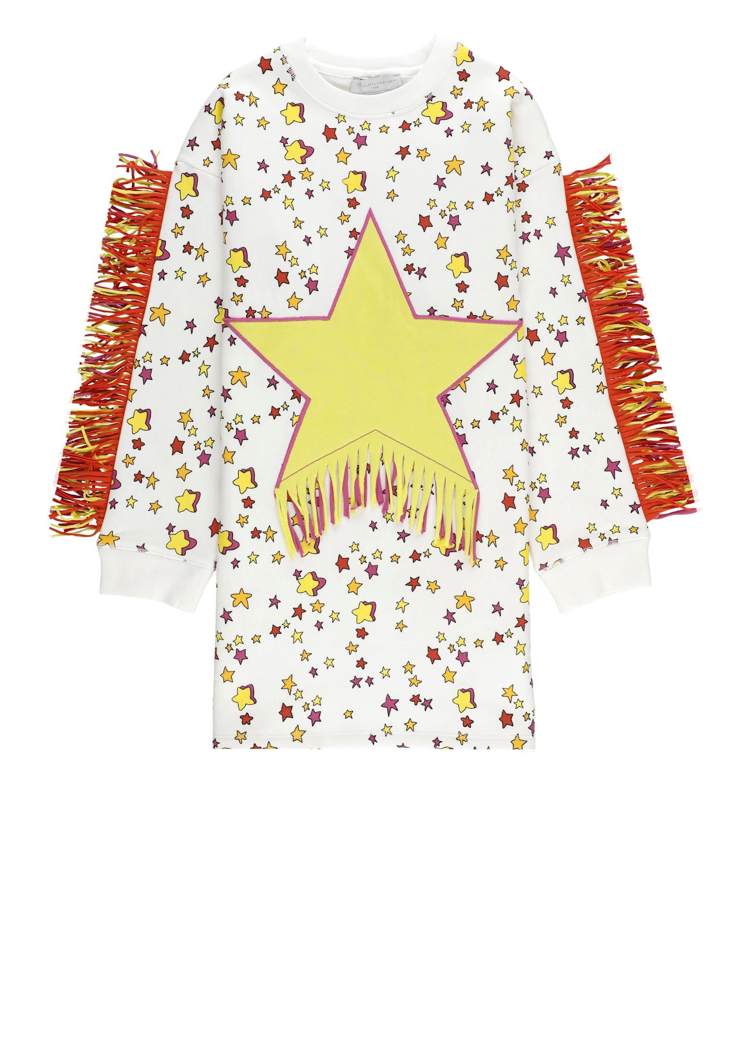 stella mccartney printed dress with fringes
