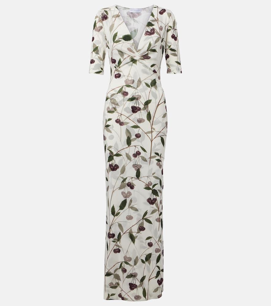 stella mccartney printed mesh jersey maxi dress