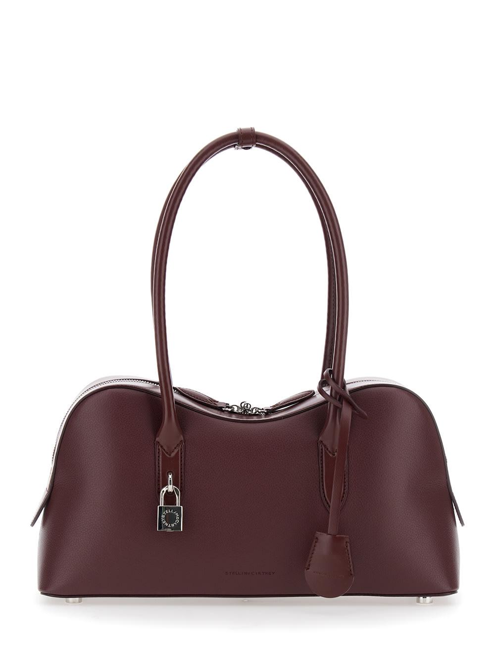 stella mccartney ryder bordeaux handbag with two top handles and front padlock detail with logo in ecoleather woman