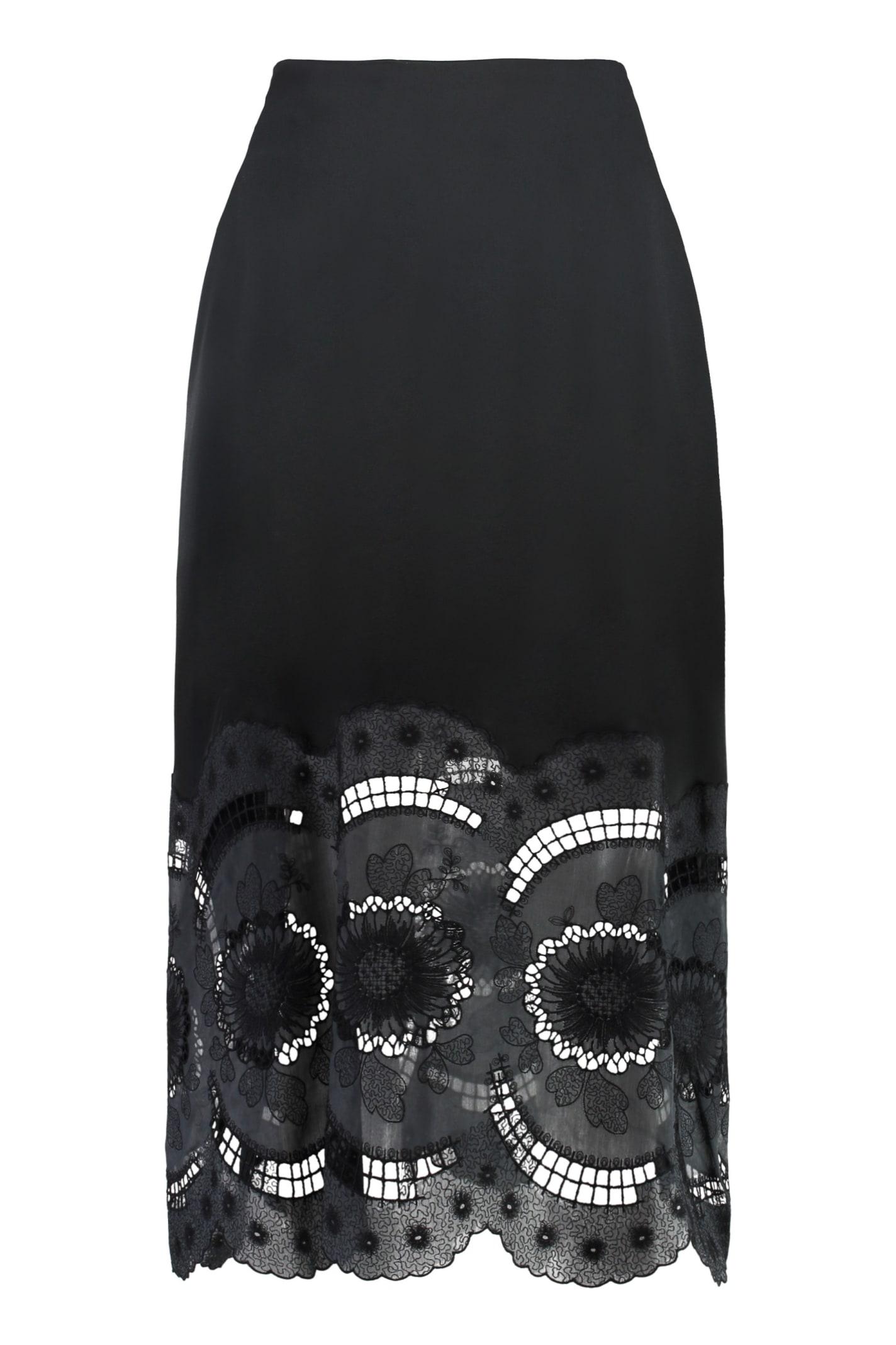 stella mccartney satin midi skirt