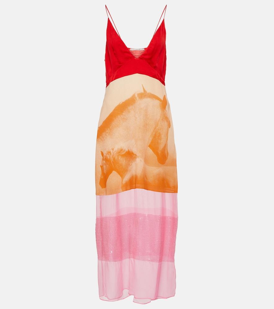 stella mccartney sequined silk midi dress